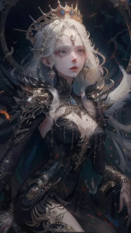photo of pretty woman, full body, slim abs ,shiny skin ,ultra-detailed face, detailed eyes, lustrous lips ,subtle smile, black tones, realistic style with fantasy elements,charming realistic characters, (Surrealism, complex background:1.1) (ultra detailed, beautiful and aesthetic, masterpiece ,best quality:1.3)Nsfw(1girl, solo)(open clothes,torn clothes,)(see-through,translucent,transparent,)(show off nipple,bare breasts),18 yers old,1girl, solo,{{{small breasts small body}}}silver hair,hair floting up Bright silver hair,purple eyes,{{{{multi eyes}}}}long hair, realistic eyes, death's scythe with flames, death goddess, dark intricate background, grim reaper, fiery aura, ethereal presence, ominous shadows, haunting atmosphere, macabre beauty, swirling smoke, menacing silhouette, glowing embers, mystical and foreboding, eerie glow of moonlight, foretelling doom, spectral figures, chilling winds, otherworldly realm.
