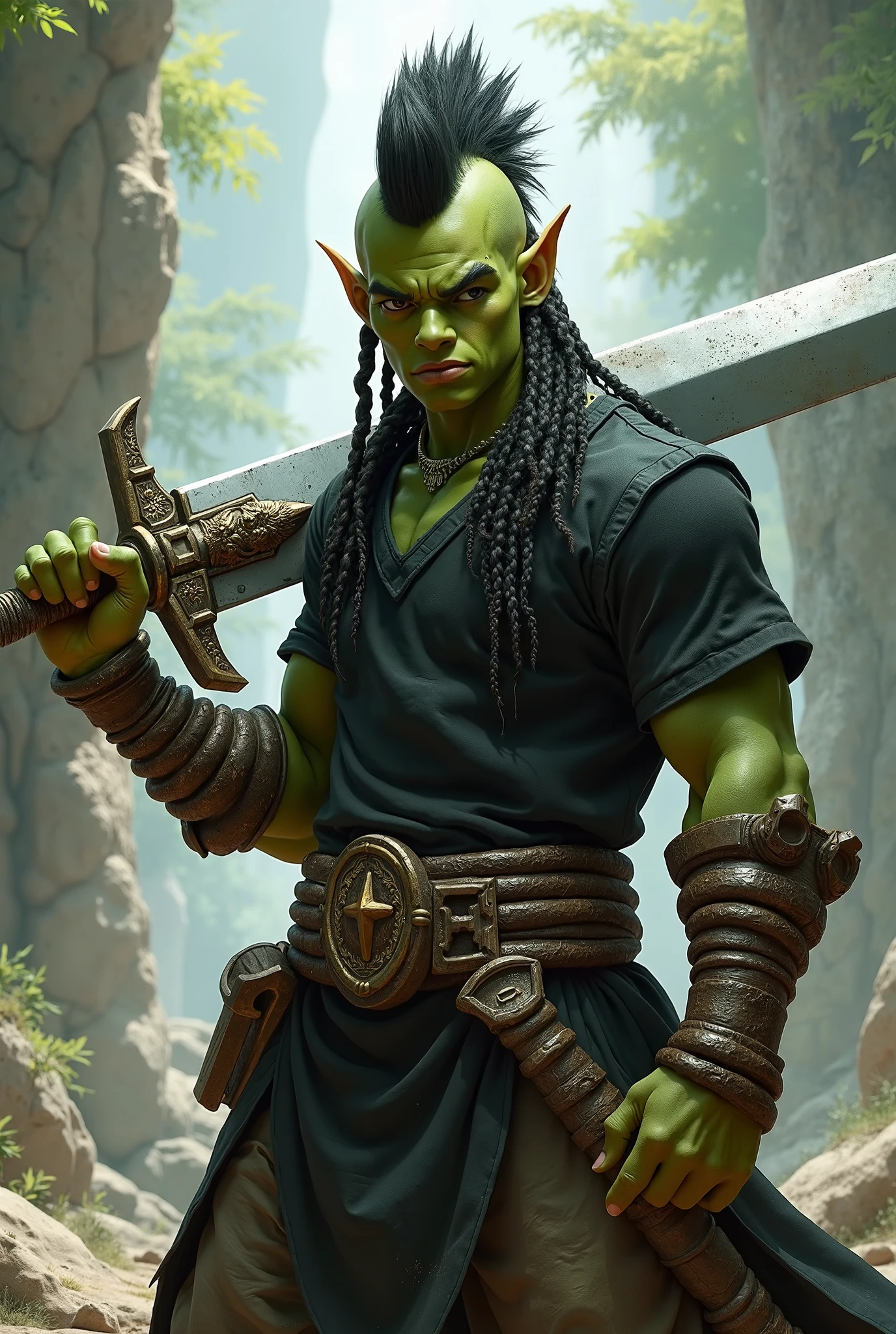 Fantasia。ember。Race is Orc。Muscle prominence々But the barbarians。I'm wearing armor, but、The head is not equipped with anything