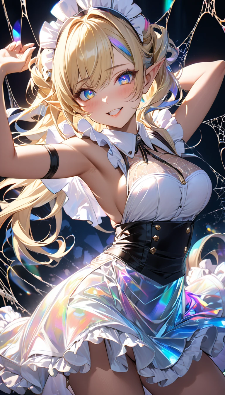 (masterpiece),(Highest quality),(Super detailed),(Best illustrations),(Best Shadow),(Absurd),(Detailed Background),(so beautiful), 16K, 8K, 4K,(Best Shadow), (so beautiful)angelabalzac, One person, alone, curby, , very long hair, , Blonde, blue eyes, , elbow gloves, , Star-shaped hair fastening, BlueGreen Headgear, low twintails, empty eyes, blank eyes, , , paw pose, Arched back, , , orgasm, afterglow, erotic smile, , tears, , , , , Open your mouth languidly, Sexy posture, , , cross-eyed, rolling eyes, , , , , , , , , , saliva trail, , shiny skin, , , , , torogao, ahegao, BREAK, , Dramatic lighting, Psychedelic Background, Clear liquid, Oculogyric crisis, night, , , Torrent of Light, mysterious, spoken hearts,