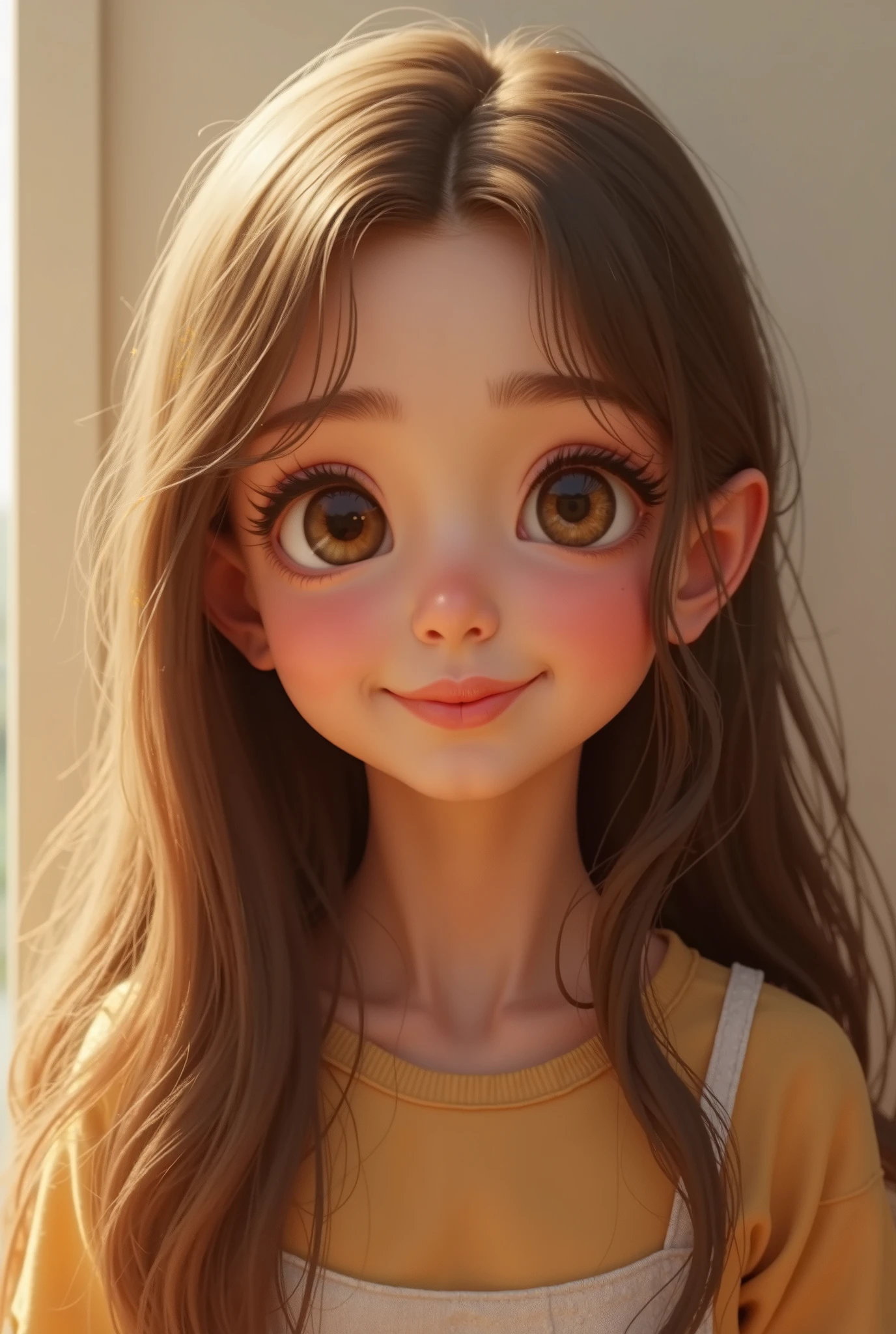 Twelve year old girl with long brown hair, very nice