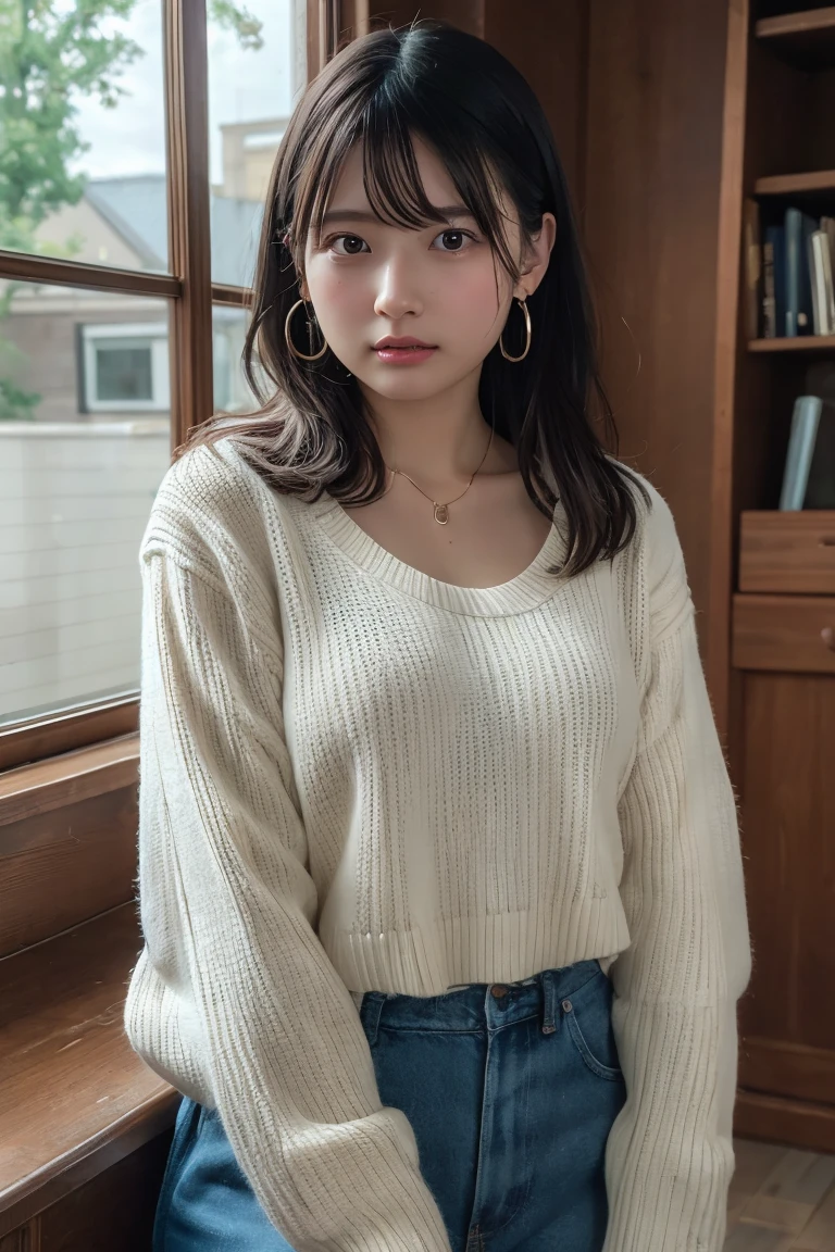 (8k, RAW Photos:1.2),Detailed face and eyes,最high quality, 超A high resolution, Very detailed ,Intricate details ,Tabletop ,pretty girl , Soft cinematic light, Hyper Detail,Sharp focus, high quality,Black-haired, Bobcut, outside, knit, mini skirt, panties, Peeking from below