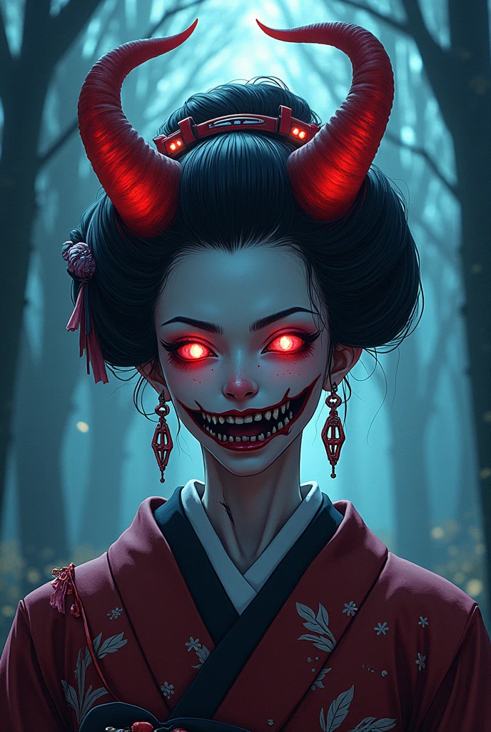 hannya, wearing an oni mask