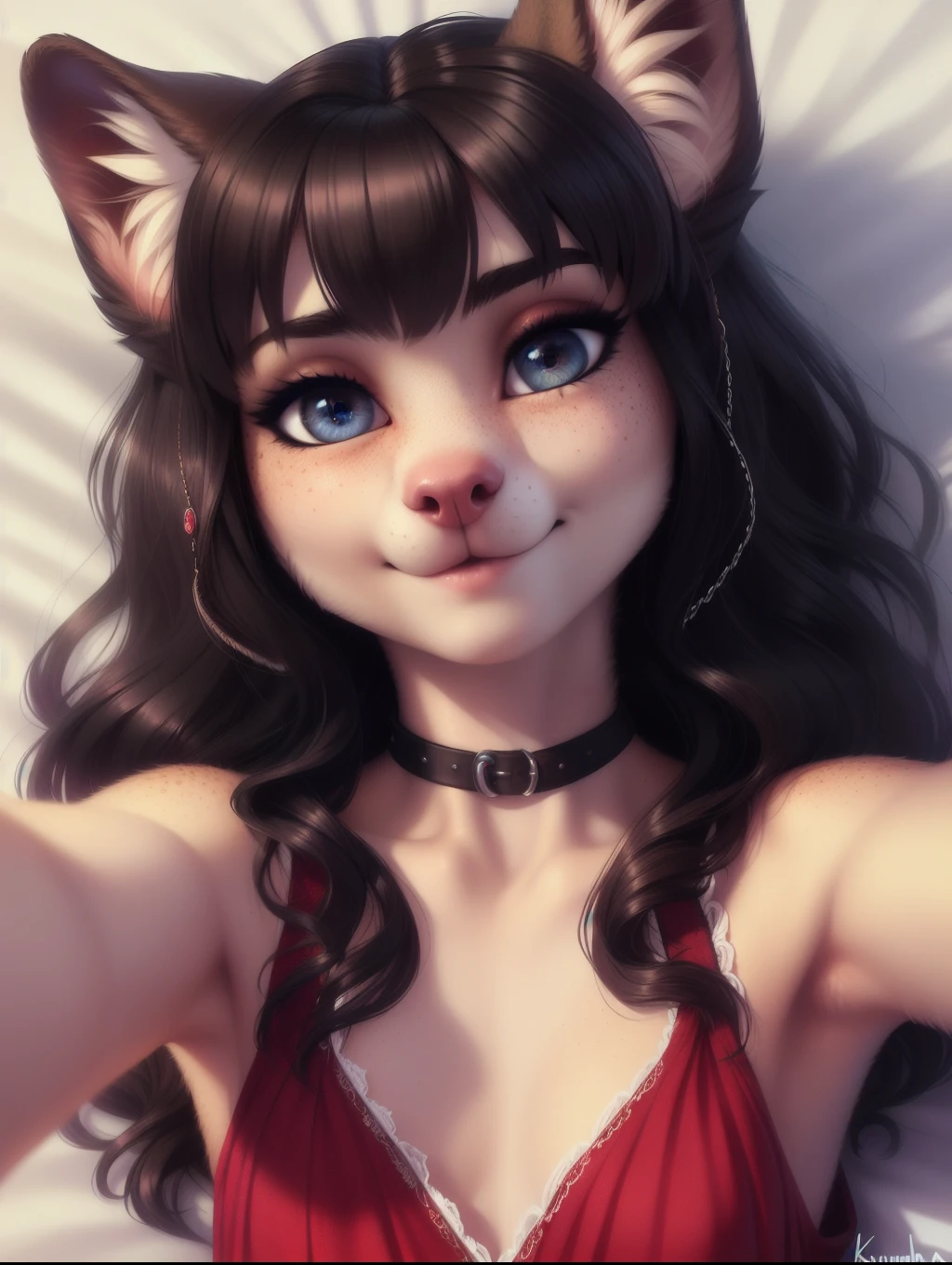 beautiful and detailed upper body portrait , ((young 10 year old anthro puppy)), anatomically correct, Schlank, Hochgeladen E621, detailed flauschige fur, (von Fluff-Kevlar, Iskra, personalami, Pino Daeni), 1girl, cute  swimsuit , adorable, beach towel , 1girl, realistic, ultra sharp image, view from above, (solo), highly detailed, first person view, masterpiece, lying on her back, short hair, flat chest, dark hair, perfect eyes, absurd resolution, cute snout, eyelashes, (kissy face), (Kissing mouth), first kiss, very young girl, detailed facial features, sharp focus, selfie, (full body 1:2),  fluffy tail, blushing, 