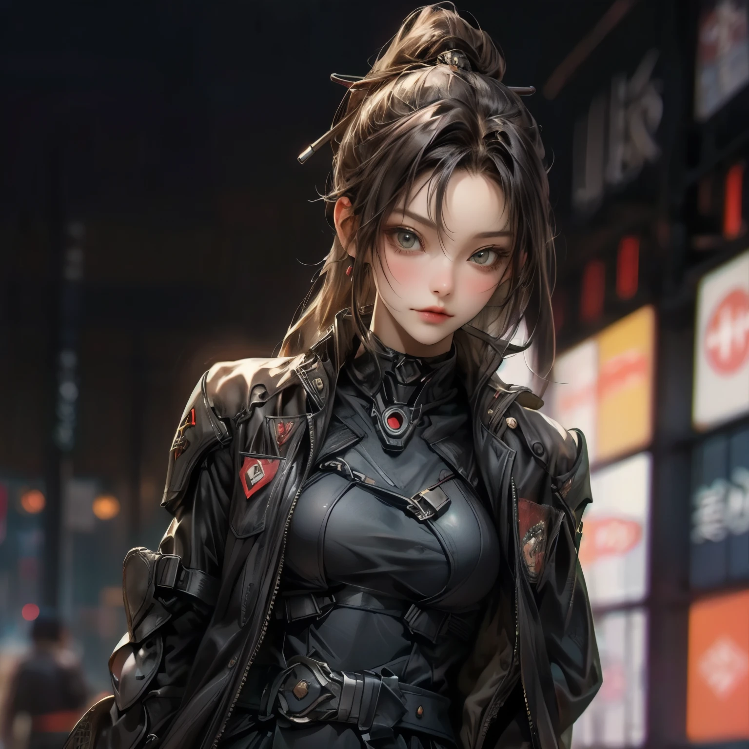 ((Best quality)), ((masterpiece)), (detailed:1.4), 3D, an image of a beautiful cyberpunk female,HDR (High Dynamic Range),Ray Tracing,NVIDIA RTX,Super-Resolution,Unreal 5,Subsurface scattering,PBR Texturing,Post-processing,Anisotropic Filtering,Depth-of-field,Maximum clarity and sharpness,Multi-layered textures,Albedo and Specular maps,Surface shading,Accurate simulation of light-material interaction,Perfect proportions,Octane Render,Two-tone lighting,Wide aperture,Low ISO,White balance,Rule of thirds,8K RAW,