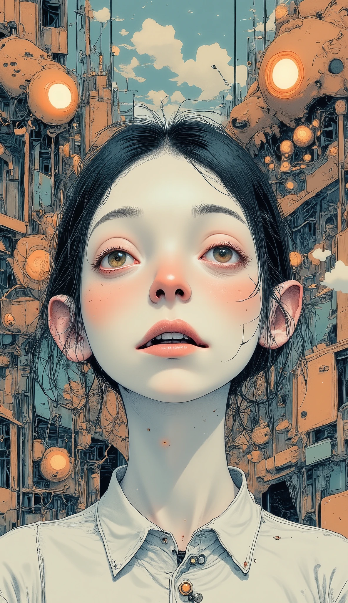 full body, anime style panoramic shot:1.4, A whimsical steampunk girl with ADHD , gears and intricate mechanisms, copper and brass accents, vibrant colors, Thestral , detailed portrait, dramatic lighting , atmósfera surrealistic, digital art, cinematic composition , hyperdetailed , Art Station , concept art . ( envelopes,4k,8K, High resolution, masterpiece:1.2), ultra Detailed , sharp focus ,(realistic,photorealistic,photo-realistic:1.37), very detailed face , extremely detailed facial features,hyper realistic skin texture, Extremely fine details , intricate details, Detailed eyes, Detailed nose ,labios detallados, Detailed facial expressions ,Intricate facial anatomy, bright lighting , dramatic lighting ,changing lighting, extremely detailed cinematographic lighting ,Chiaroscuro, dramatic shadows ,dramatic moments, bright colors ,intense colors,Deep contrast, cinematic depth of field , cinematic composition , cinematic camera angle