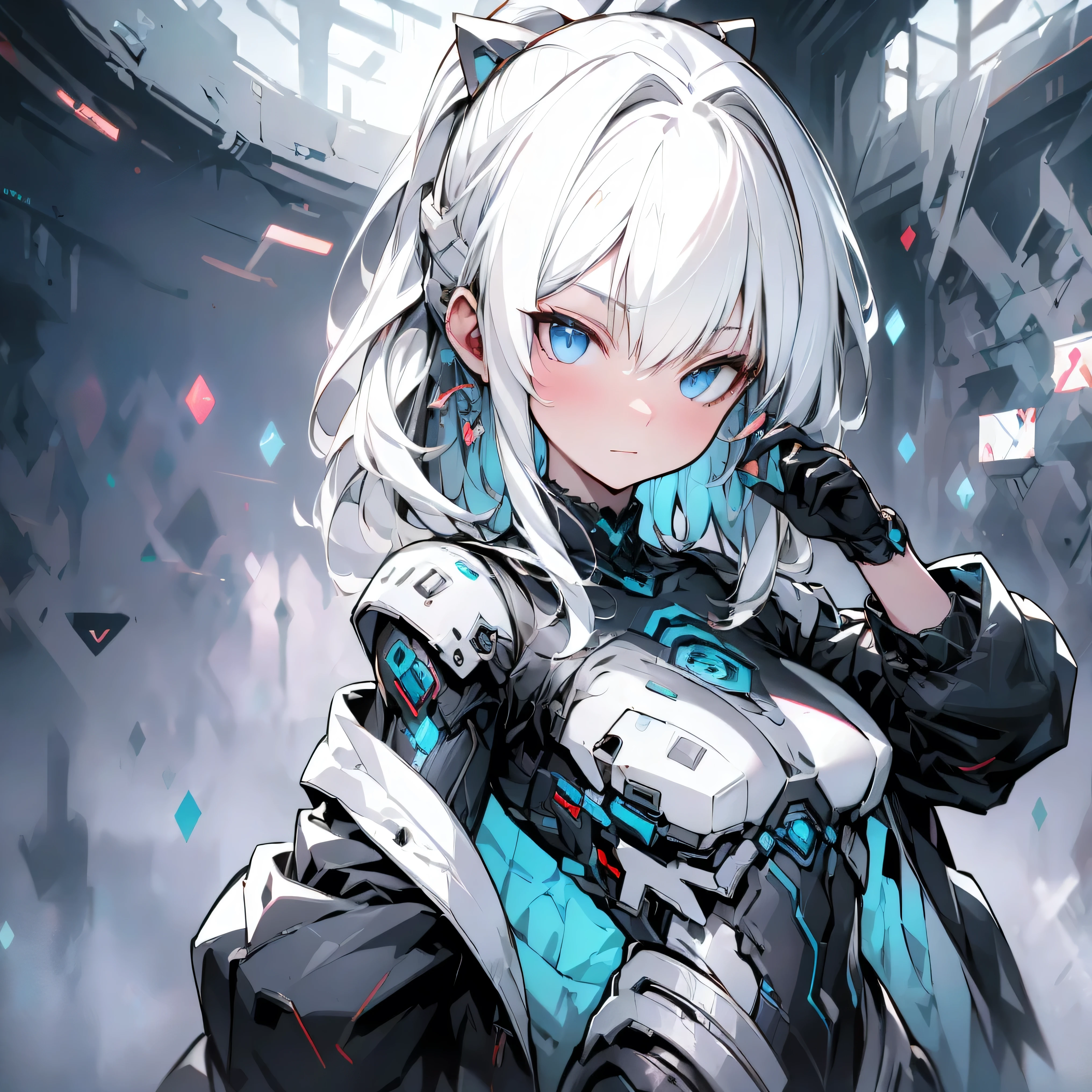 1 adult woman, standalone , Detailed Mature Woman , long ponytail, silver hair , blond eyes , white china dress with black stripes , Wearing a Black Headband , high resolution, ultra sharp in language, 8k, Masterpiece, viewers, Long black gloves, Sharp Eye, holding rifle weapons . (( best quality )), ((Masterpiece)), 3d, high resolution ( high dynamic range ),ray tracing, NVIDIA, super resolution, Unreal 5,Subsurface scattering , PBR Texturing , Post-Processing , Anisotropic Filtering, Depth-of-field, Maximum Clarity and Clarity , Multilayer Texture, albedo map and specular map , Surface Shading , accurate simulation of the interaction between light and matter, perfect proportions with spikes, Octane Render , 2 TONE LIGHTING, Wide Aperture, Low ISO, white balance on the lunar surface , rule of thirds,8K born, aura, Masterpiece, best quality , Mysterious Expressions , brilliance or energy , fluttering robe or enchanting costume , mechanic creature or mystical background, Rim Lighting , side lighting , cinematic lights , ultra high resolution, 8K Ultra HD , Film Grain , Best Shadow, delicate, born, light particles , detailed skin texture , detailed cloth texture, beautiful faces , Fighting Stance