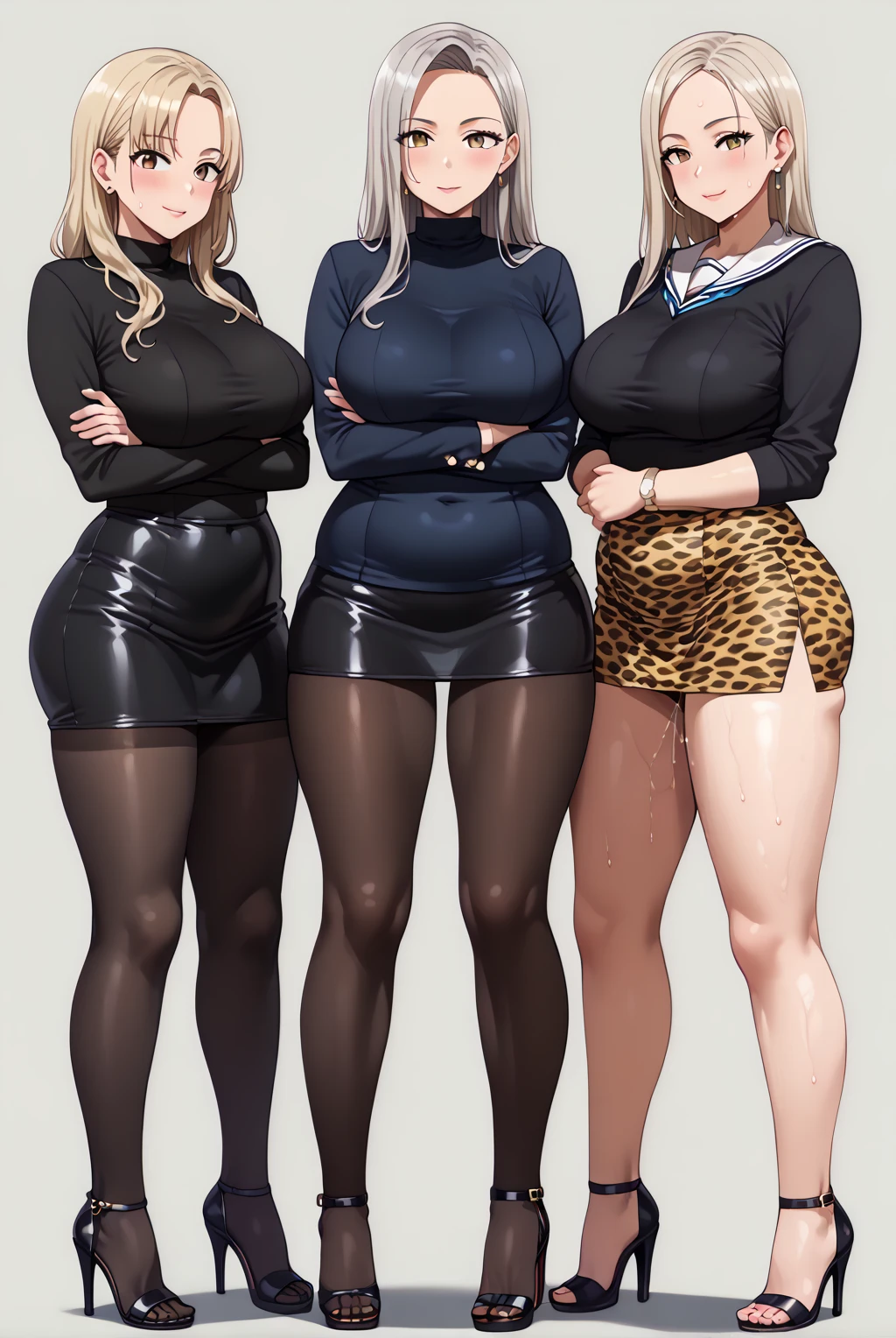 (masterpiece, best quality), explicit content, (extremely detailed:1.3), (couple), (mature female), (fullbody), (2 females), (big butt), (big thighs), (big breasts), (big cleavage), (visible cleavage), black pant suit, mansion, blue eyes