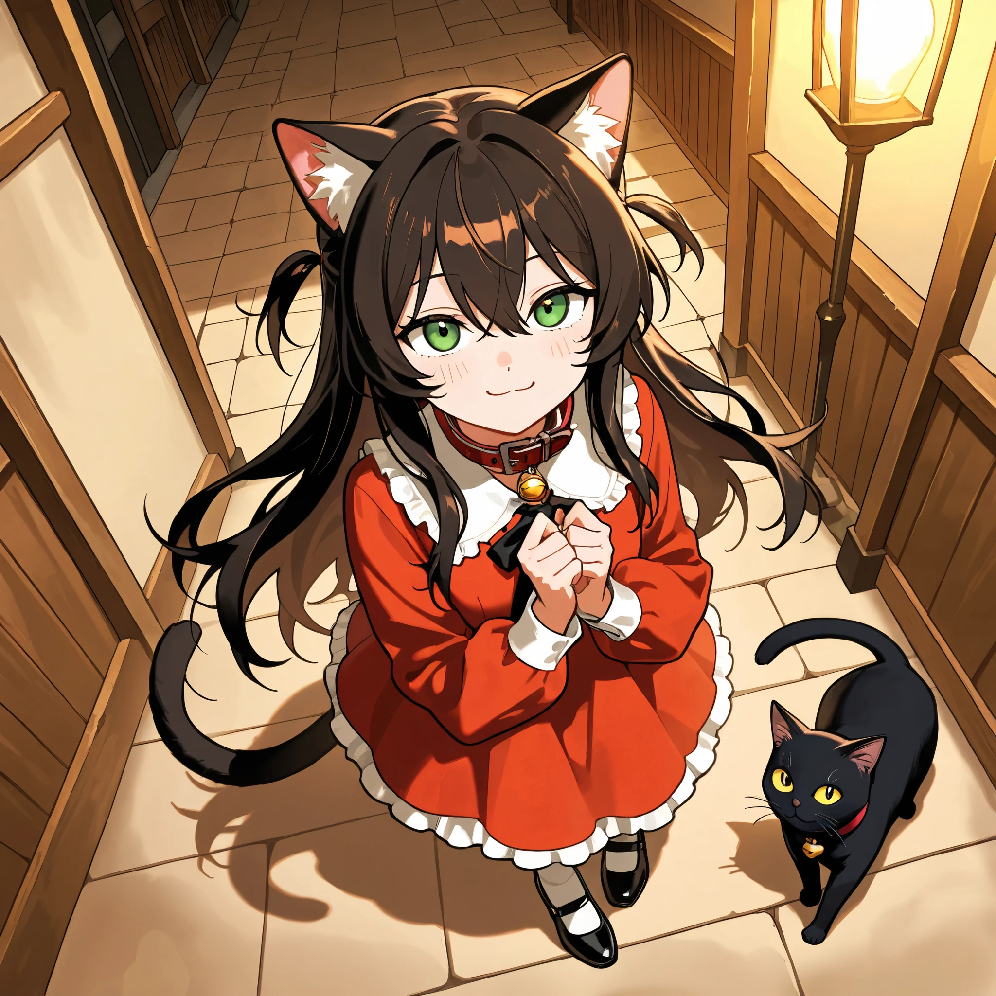  1girl  、((smile))、blue eyes,(( focus on women ))、1cat,high-angle view、A witch and a cat on a traveling peddling trip, A woman with her luggage,,((A cat with a collar)) 、Black cat with a red collar、 fantasy world、Traveller's Look 、 Peddler Witch、 Witch's Robe 、belt、Woman walking、Nature's Path ,Red Hair、blue eyes、 black miniskirt 、hat、 bob cut、blue eyes, BLUEIRIS,stable_Yogis_Animetoon _Negatives
stable_Yogis_Animetoon _Negatives-neg
