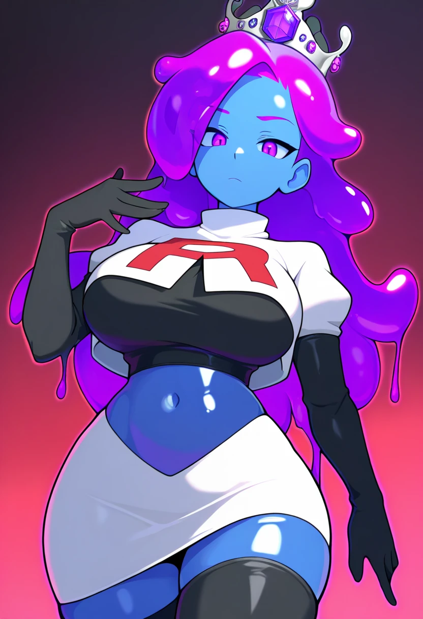 score_9, score_8_up, score_7_up, score_6_up, score_5_up, score_4_up, source_anime, 1girl, undyne \(undertale\), smiling, looking at viewer, portrait huge overfilled breast_implant, huge keep_inflating_Extrem_like a blimp, filling her up more plump , large Breast Implants breast expander fill up, extremely huge inflated muscles,