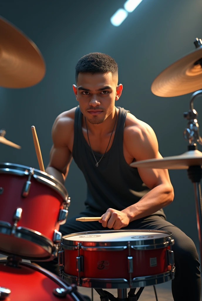 Ebony teen girl drummer feet cam