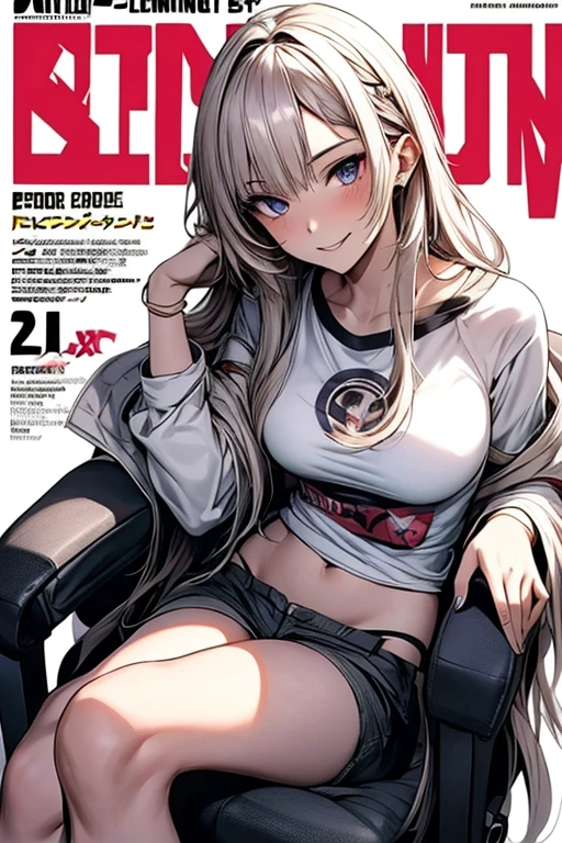 a girl，Unreal Engine 5 Realistic Rendering, exist《Genshin》Wearing Kamikawa, (cover comic magazine:1.6), game character, role player, 站exist京都城上, pretty face, body surreal，Thick muscles，super!! Types with bobelon, huge, Body moisturized and shiny, red short hair, latex white suit, harem, Multiple MILFs

