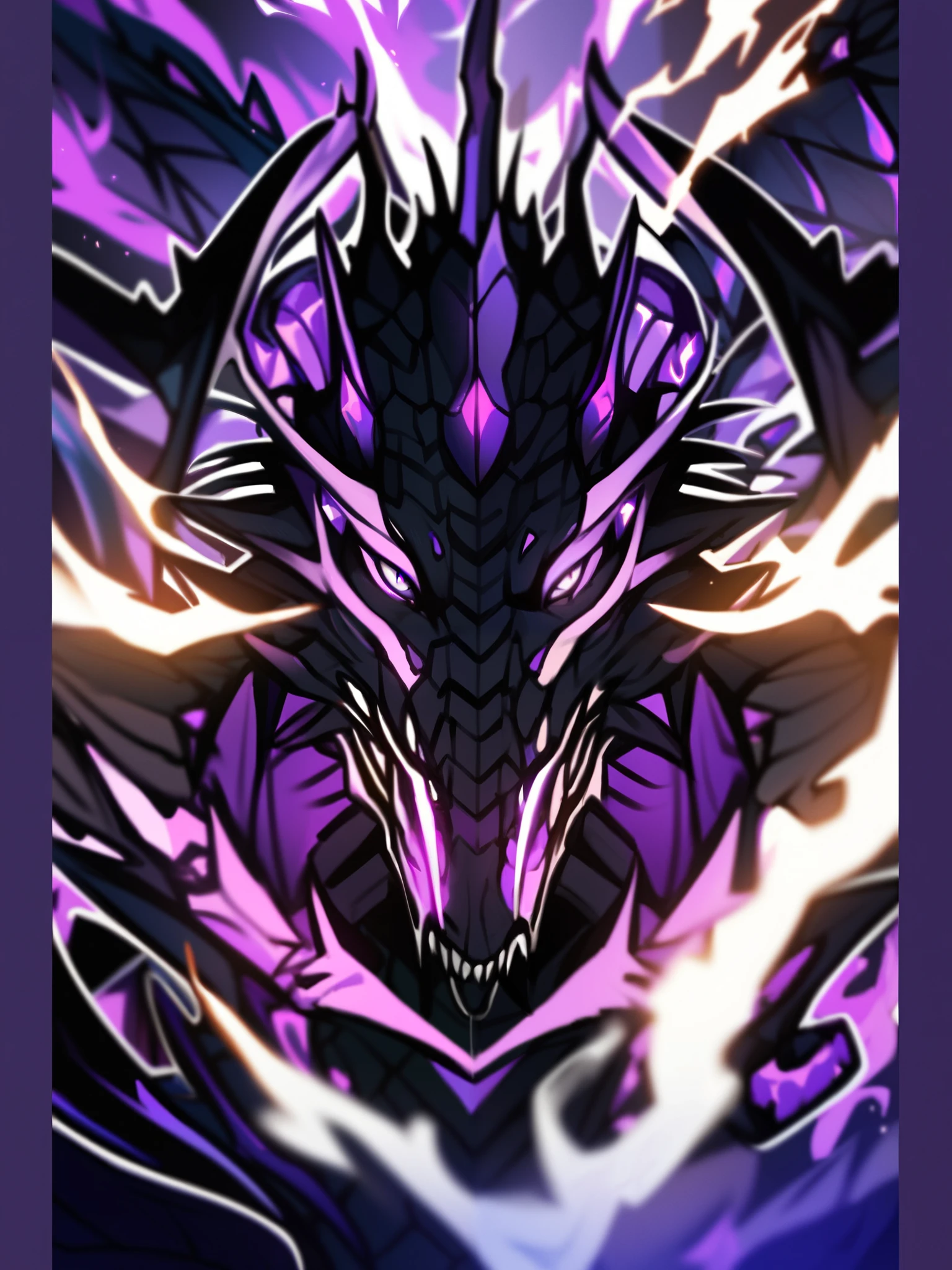 Dragon,black scalie,neon purple,Has the power of a black hole, pixiv artwork, Netflix artsyle, desktop background