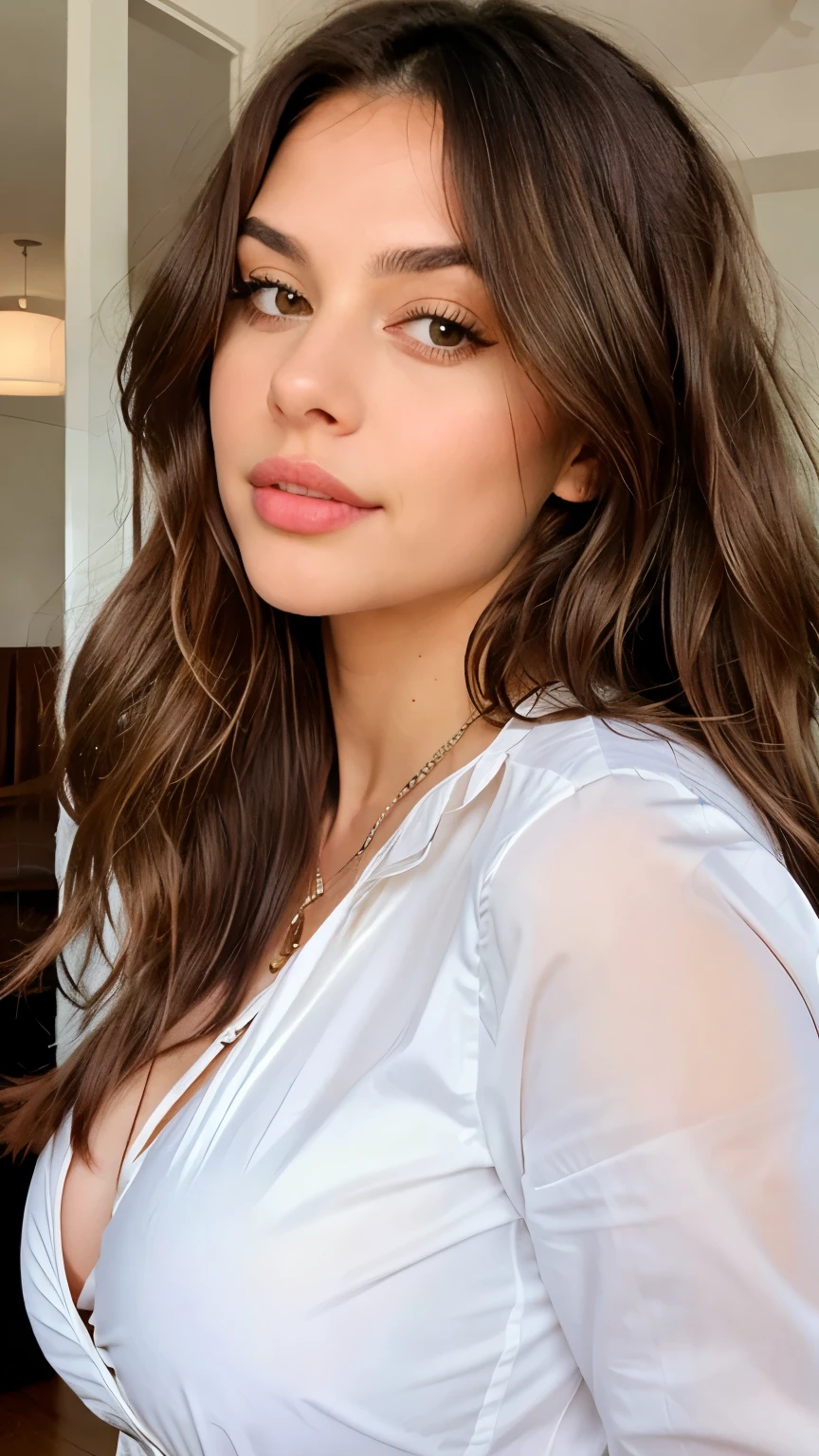Two 23-year-old brunette with highlights woman, ((pechos grandes)), ((hiperrealismo)) ,. blonde hair with light brown roots. cabello rubio, Hair with brown roots, cabello extra largo, cabello muy largo, really long hair, Beautiful, Front view, selfie, photo taken with iPhone, elegant black shirt with escote, escotada, selfie in field, high quality, selfie iPhone, cleavage
