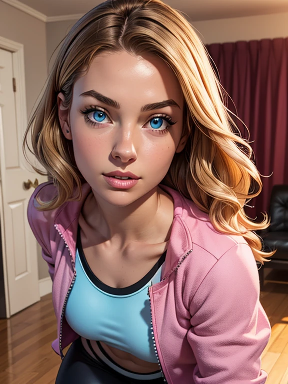 gwenstacy, Realistic, realismo, fotorrealismoo, photo-realistic, alto contraste, (fotorrealista:1.4), (figura feminina perfeita), 8k high definition detailed realistic, (best quality, master part:1.2), photon maping, radiosidade, Physically-based rendering, best quality, altamente detalhado, 1girl, ((lingerie clothes))), ((side boob)), angry, small , ((((messy hair)))), ((blushing a lot)), (close up), looking at viewer,