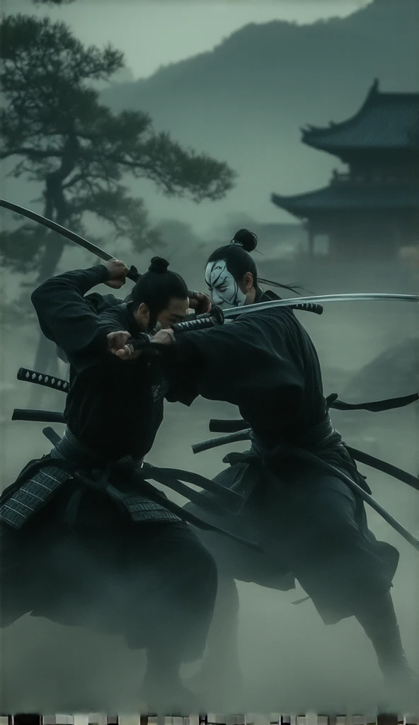 A police officer in a black kimono and white belt giving a chokehold to a criminal wearing clown makeup

