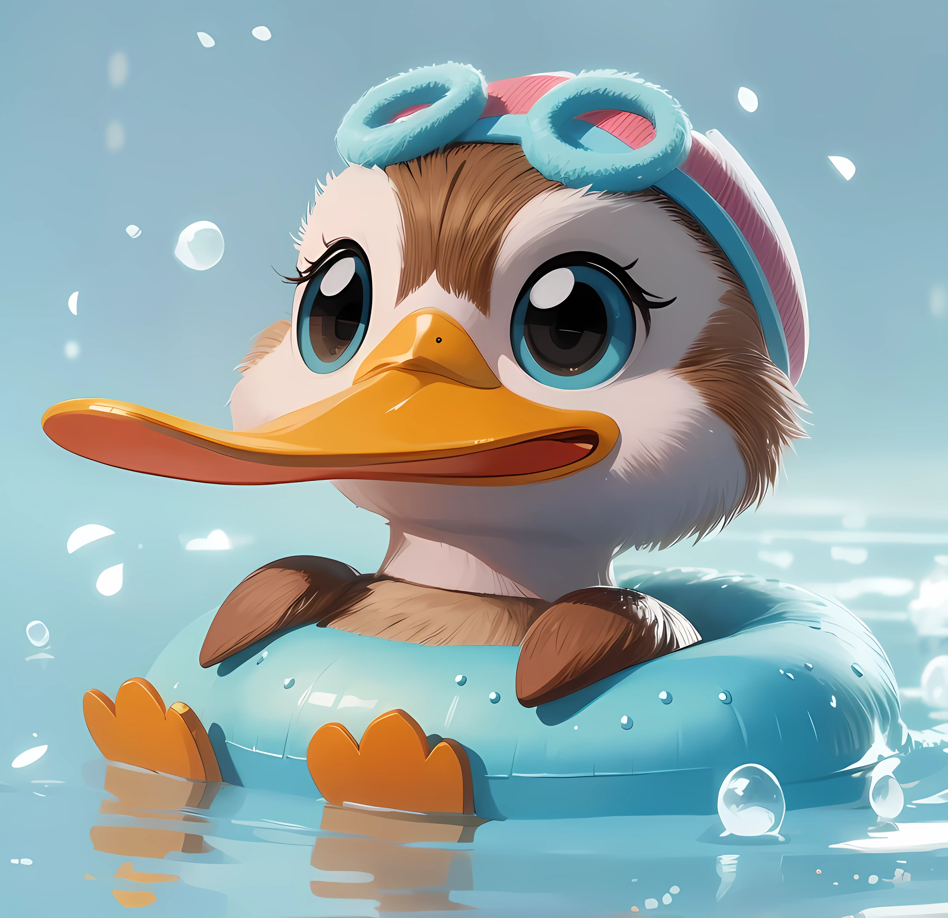 smile, happy, Create digital art in pop art, Introducing a duck femilie ,Street fn, movie color scheme, Surrounded by vintage floral motifs, bright brushstrokes,Emotions Should Be Dynamic, upper body, design, illustartion, grayscale,
