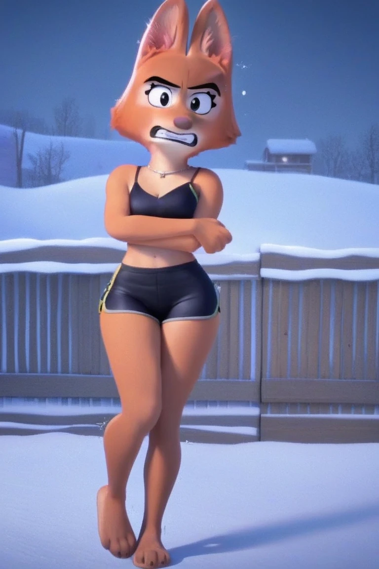 girl,short yellow hair,velvet red yoga pant,t-shirt,thick thighs, thin hips,snow Christmas,