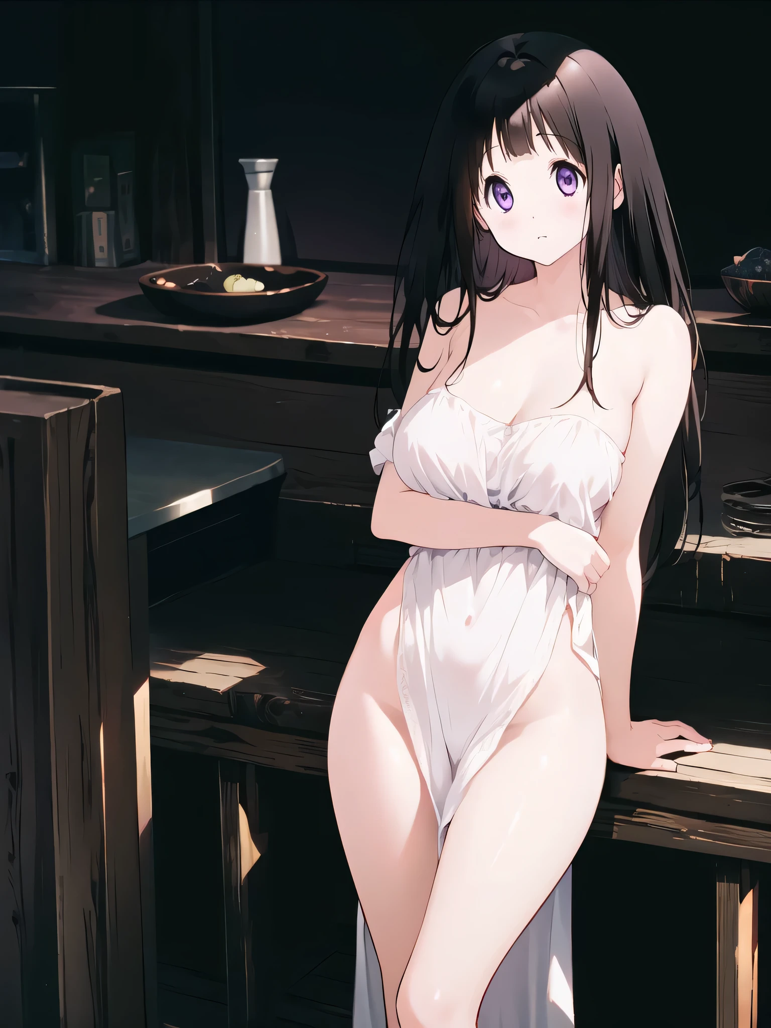 (((Pixel Perfect, Perfect detail))), alone, 1 Girl, Inspection well, Even alcohol, Looking at the audience, Shut your mouth.,Squat,Thighs,from the front, Upper body naked,Nipples visible,Beautiful breasts,Small breasts,White panties