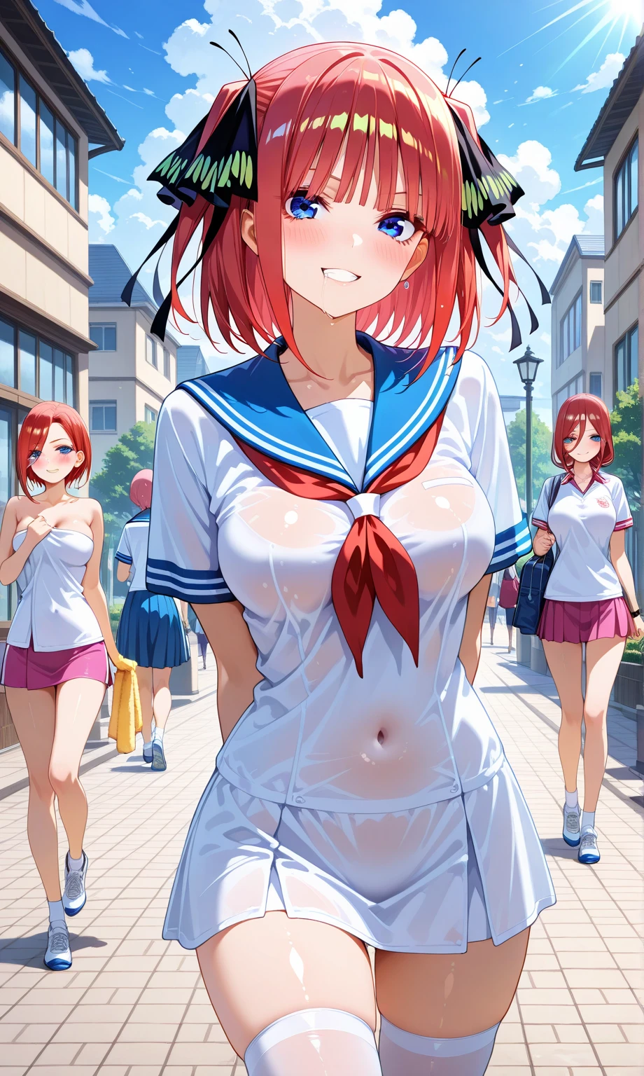 spread leg legs、sit、Looking away、Chat with friends、In town、bustling street、cap、Panties、Shoulder bag、mini skirt、Private Server、Nipples、Big Breasts、Dynamic Angle、Useless、smile、Both eyes open、Voyeur style