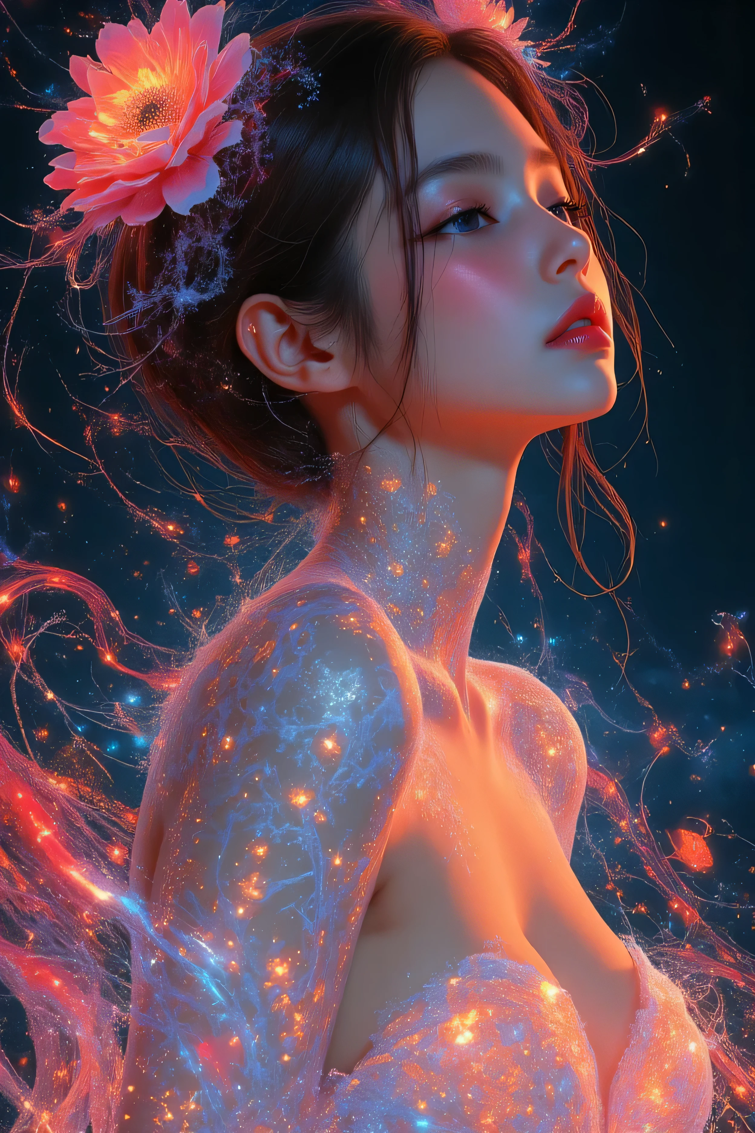 realisitic、(Detailed and realistic human skin)、(Detailed and realistic human body)、Live-action raw photos、fully body photo、(top-quality、超A high resolution、masterpiece)、((Real human body based on human anatomy))、((Real human body based on modern medicine))、((young Japanese、18year old、kawaii faces、length hair、A dark-haired))、((fullllbody))、femele1、((small breasts with rounded upturn、upturned breasts、large full breasts))、((Perfect body、Sexy Body Line、slender style))、Blush face、((Full body glossy skin))、((Pointing the female genitalia at the viewer))、((Bend your knees(Sit on a bench with your crotch wide open))、((Naked femele))、((No bra、No panties))、((Realistic breasts、erectile nipple、Small nipple rings))、((Realistic shape of female genitalia seen from the outside、No pubic hair))、((Realistic little ass))、((AV actress))、((Adult Models))、Metamorphosis、Exposure disorder、((Against the backdrop of Japan fireworks reflected in real darkness))、((On the skin of her whole body(Draw Japan fireworks))、((Draw circular fireworks all over the udder))、((Drawing fireworks around female genitalia))、((Body Paint))