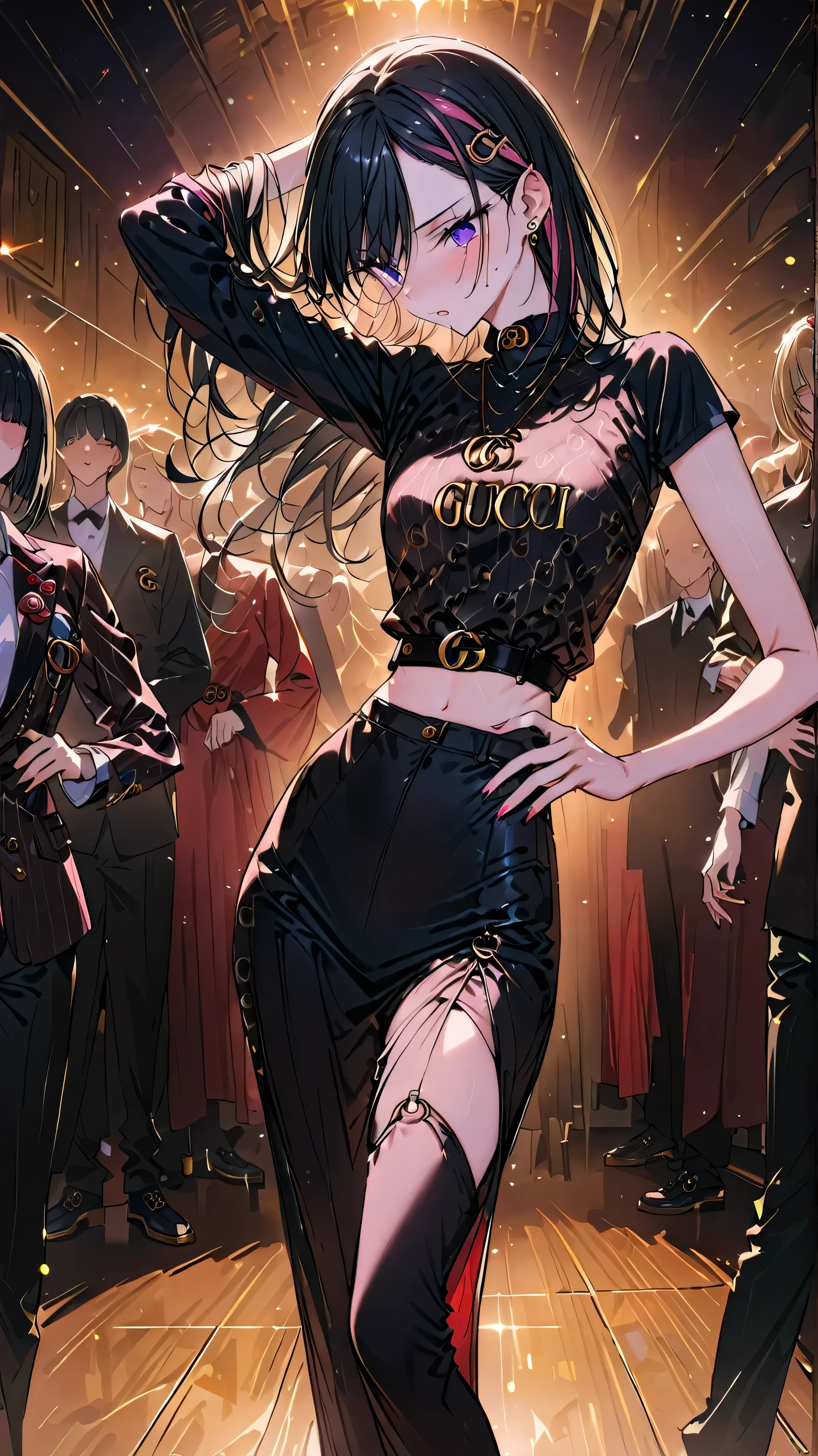 Masterpiece, dynamic shot, dynamic angle, (multiple female characters), A picture of beautiful succubus on a leash in a crowd of sexy nuns around , nuns, succubus, beautiful demon girl, legs spread, chained, horror, dark, sexy, rough domination, domination, on a leash, bdsm, golden chains, (golden leash), collar, golden collar, beautiful bodies, slim, horror style, highly detailed faces, (silk underwear), stockings, leather tight boots, blue tones, blue light