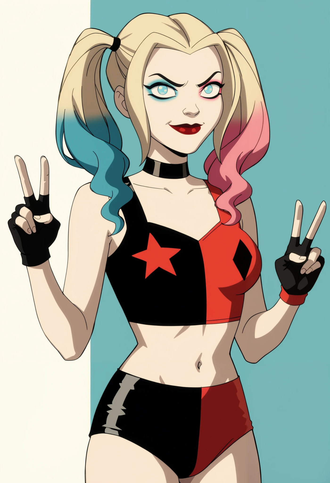harley quinn, white background, 1girl,