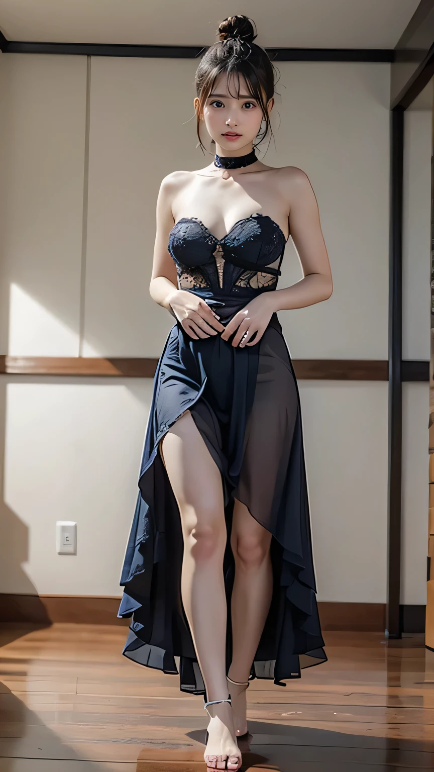 Ladies in hostess clubs、Blue long dress(8K、highest quality、masterpiece:1.2)、((1 Female、Full body、Are standing:1.37))、(Genuine、photoGenuineistic:1.37)、Very detailed、1 girl、highest quality、masterpiece、Ultra-high resolution、Full body photo、(Realistic:1.4)、、Detailed face、Brown eyes、Neat and clean dresses、引き締まったbody、、Provocative wink、Full body angle、Semi-long hair、Beautiful Japanese actresses((Natural lighting)), Realistically,highest quality, Complex CGI,highly Detailed face,High Detail Eyes,(Realistic、Realistic)、Beautiful Japanese actresses、Short-haired、Cinematic Light, Realistically, highest quality, Complex CGI,非常にDetailed face,High Detail Eyes,cute、 (Perfect beautiful pretty face:1.15)、Semi-long hair、(Semi-long hair:1.5)、Floating hair、body、20-year-old woman、Brown Hair、、Brown eyes、Small Head、((M-cup fashion girl、Beautiful Eyes、Genuine face、Genuine skin、Genuine-looking face、Genuineな肌、(Small breasts)、繊細なbody型、((The background is bright and sunny、White Room))