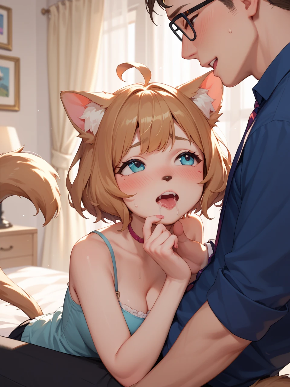 ((masterpiece, best quality)), high resolution,ultra detailed,8k,16k,detailed background, perfect lighting,detailed beautiful eyes,1girl,nsfw,embarrassed,blush,look at viewer,steam,sweat,aroused,seductive eye,(from above,from front:1.2), (pov:1.4),(close up face),portrait,fisheye lens,1boy,1penis,(oralsex),(deep fellatio:1.4),(deepthroat:1.3),:>=,(penis in mouth),hetero,fair skin,(flat chest),short stature,tiny,diona,(bangs up knot,forehead:1.2),pink hair,blue eye,cat ear,cat tail,onsen,(nude)