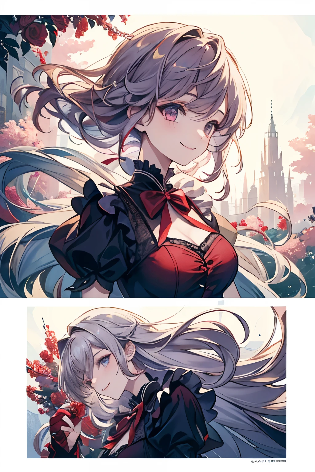 ( Very long hair that can bow ), ( master over c ), ( More Details ), ( Detailed Eye Description :1.2), Masterpiece, best quality , 1 girl, HaruKanaNami , Inspired by the best image quality , Light Purple Hair , Wrench Elegadome , smile,