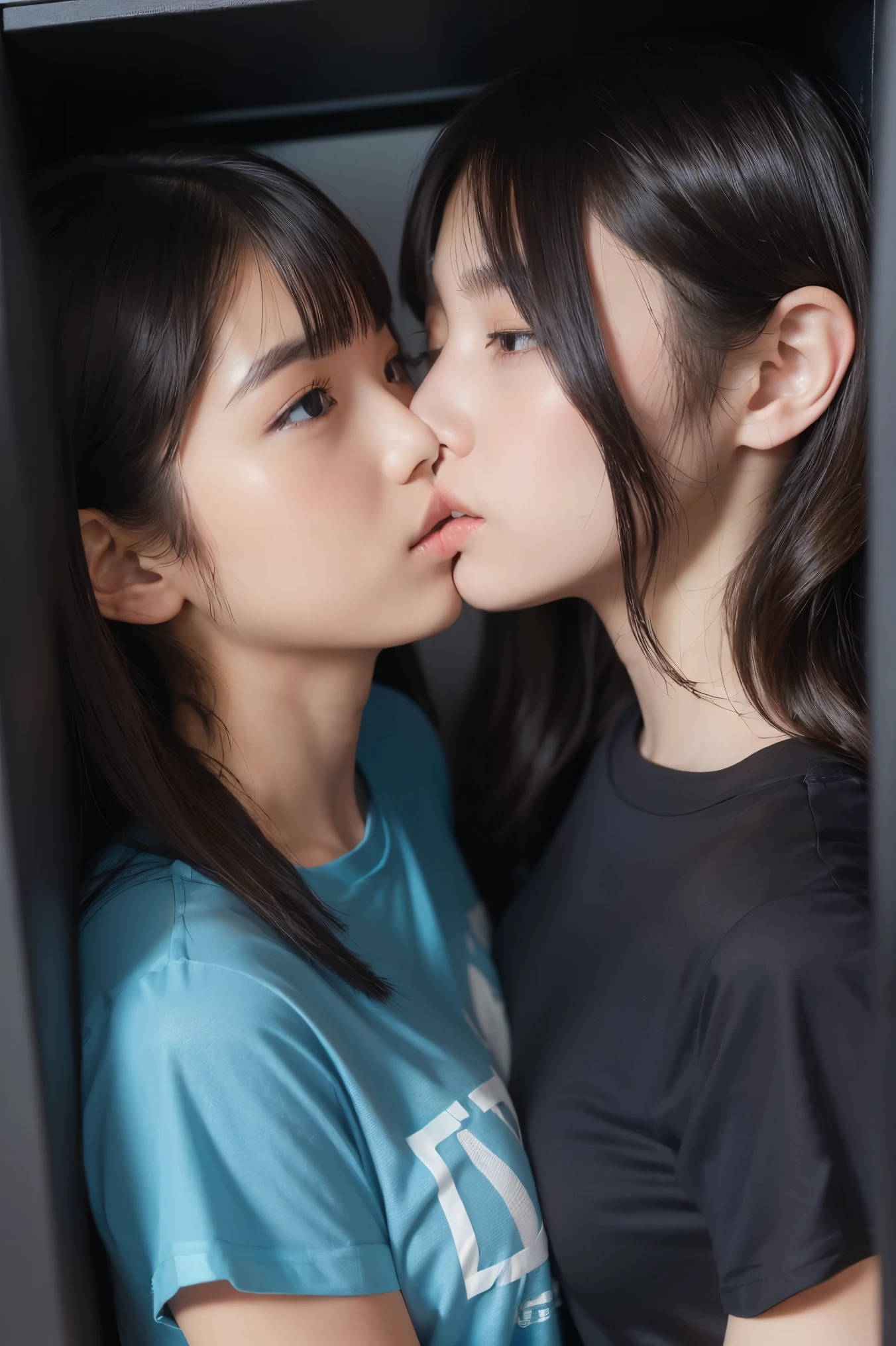 Two Korean girls kissing them