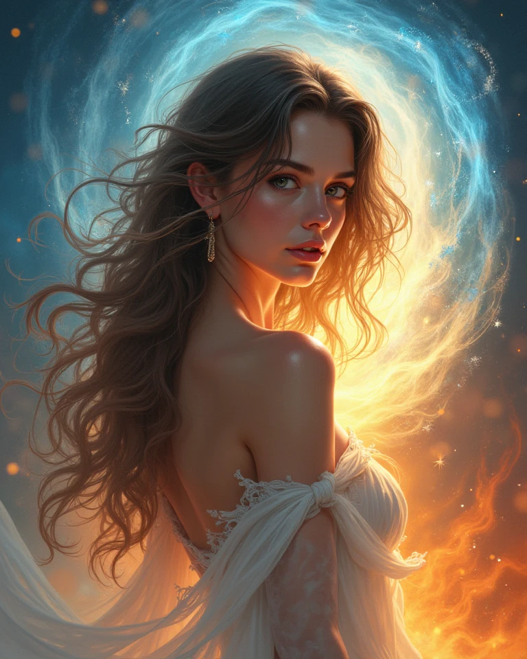A highly detailed anime illustration, 1girl, vintage, dreamy, magical, dynamic pose, drawing, trending on artstation, UHD, (((by Quentin de Warren))):1.8, magic in the air, atmosphere, luminosity