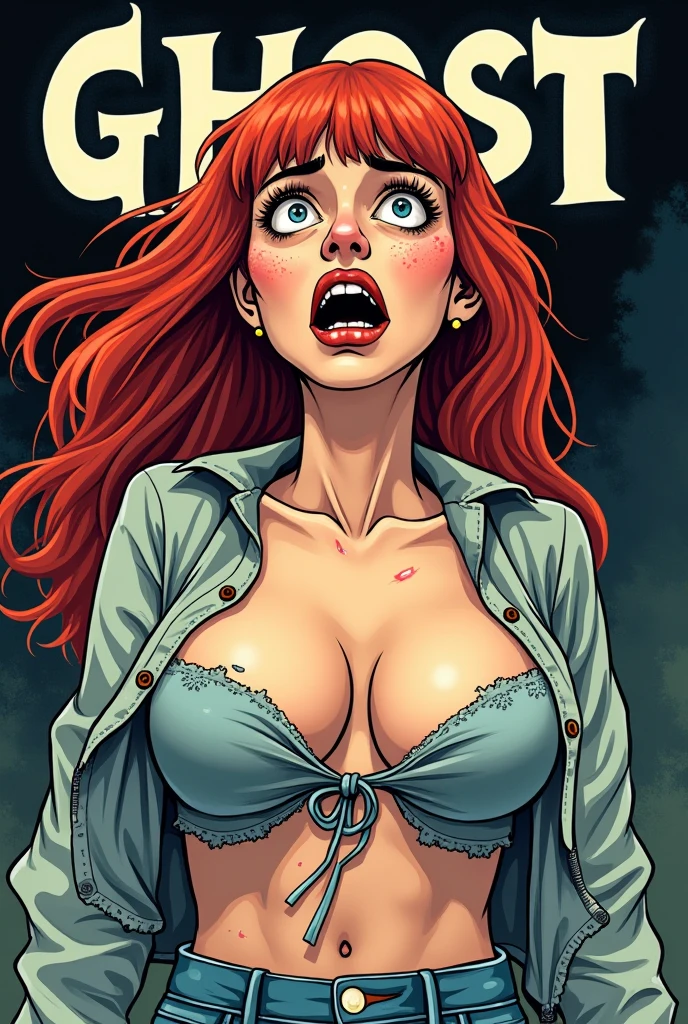 score_9, score_8_up, score_7_up, score_6_up, 1girl, solo, Kim Possible, redhead, long hair, wet hair, wet black top, wet pink panties, perfect face, green eyes, sexy, sexy girl, beautiful eyes, glossy lips, body, wide hips, thigh gap, wet skin, medium breasts, underboob, intense pleasure, headshot, worried, rough sex, eyes shut, yelling, blushing, sweating, worried, side view, nipples visible, breast squeeze, standing, tippy toes, aggressive, vaginal penetration, doggystyle, dynamic angle,