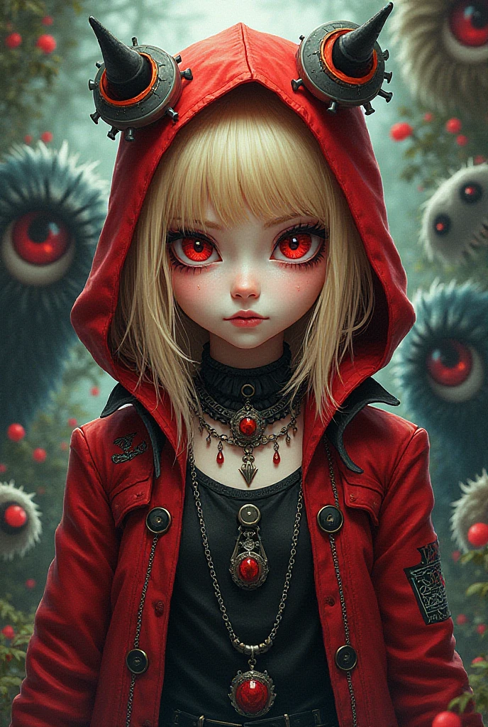 girl CHILD 10 years old, Russian blonde in braids, retrato, com roupa de jaqueta de couro E VELAS ACESSAS, GOTHIC AND TERROR, green --auto --s2