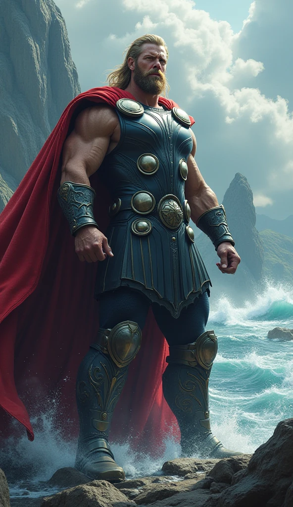 (best quality,4k,8k,highres,masterpiece:1.2),ultra-detailed,(realistic,photorealistic,photo-realistic:1.37),aerial view,giant Titan,towering height,serene lake,majestic mountains,crystal-clear water,peaceful atmosphere,morning mist,faint sunlight,reflection on the lake surface,dramatic scenery,massive strength,powerful presence,awe-inspiring,imposing figure,perfectly sculpted muscles,giant sword in hand,rippling muscles,gentle breeze,rays of sunlight piercing through the clouds,distant trees and forests,rocky cliffs,green valleys,splendid panorama,vivid colors,extraordinary perspective,harmony between nature and titan,awe-struck viewer,unforgettable experience,larger-than-life,mythical creature,legendary being,dominator of the land and water,symbol of strength and power,dwarfing everything around,inspiration for legends,fearsome and elegant,creative masterpiece.