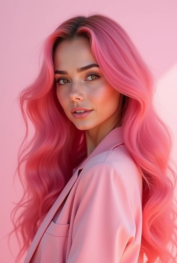 Very attractive 25 year old female with long wavy bright pink hair,beautiful english woman with really cute eyes and a youthful warm facial expression ((detailed blue eyes)) ((detailed heart shaped face)) she has bright pink hair and nice glowing skin((detailed skin)) ((lifelike skin)) she has a sharp nose with a ((nose ring)) and sharp pupils ,she is wearing a short ((detailed ruched asymmetrical red dress)),(perfect hourglass shape )very pretty English girl (bright pink hair) ,standing at a photography studio , ((professional lighting )) high quality photo,UHD,8K,((hyper-realistic)) hyperrealistic,dslr,Fujifilm, ((very detailed)) ((ines c dos santos))