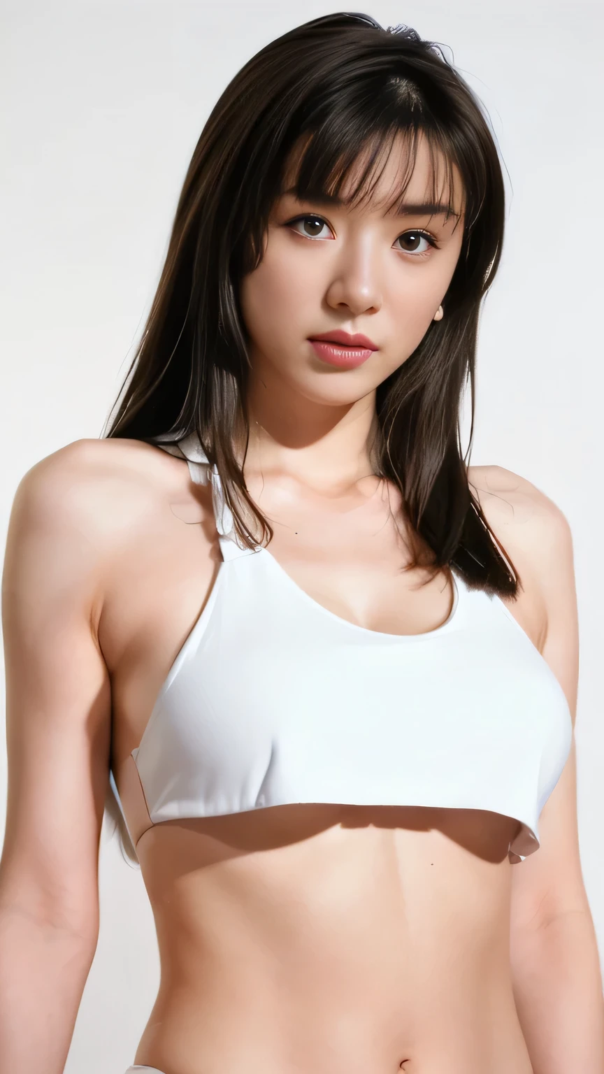 a female school teacher, very thin, pale white skin, visible bones, wet sweat, very slender body