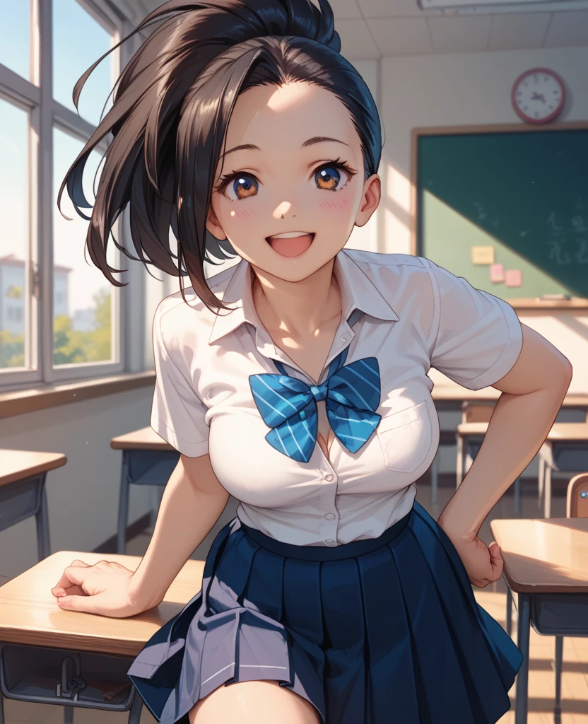 Photorealistic:1.5), (masterpiece、Highly detailed 8K CG、Sharp lines)、hi-school girl、A dark-haired、(White panties:1.2)、thighs thighs thighs thighs、Beautiful anime schoolgirl、Smooth Anime CG Art、Beautiful anime schoolgirl、Beautiful anime girl, 19-year-old beautiful girl, Detailed skin,(gleaming skin:1.9)、short-hair、Beautiful black hair、blue Eye、(many streaming sweat:1.8), (smile:1.7), (flat chest:1.6),(Muscular legs:1.5), (gaunt:1.7), (student clothes, a sailor suit, Dark blue pleated skirt:1.4), (sleeveless:0.2), (head shot:1.9), wet, solo, one girl, crawling position on their hands and knees:1.0, (inner thigh1.2), (shoot from above:1.2), (leaning forward:1.2), Inside the classroom