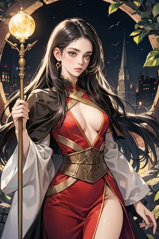 8k, ray tracing, vibrant colors, (1girl), (solo:1.4), (justine courtney:1.8), hair over one eye, braid, black dress, (tight bodycon dress), white cape, brown hair, (brown eyes:1.4), milf, large breasts, masterpiece, sharp focus, Best Quality, depth of field, cinematic lighting, very detailed clothes, (used condoms, condom belt, used condom belt, condom hair ornament:1.6), (abs), ((seductive smile)), Perfect eyes, perfect hair, Rich in details and textures, masterpiece, Best Quality, beautiful girl, Sun light, chiaroscuro, (perfect hands:0.7, Clean hands:0.7), ((((Professional photography)))), ((Dream)), Whole body
