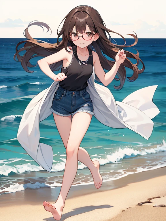 No bra, no panties, little loli with water on her body, long hair and blood around her