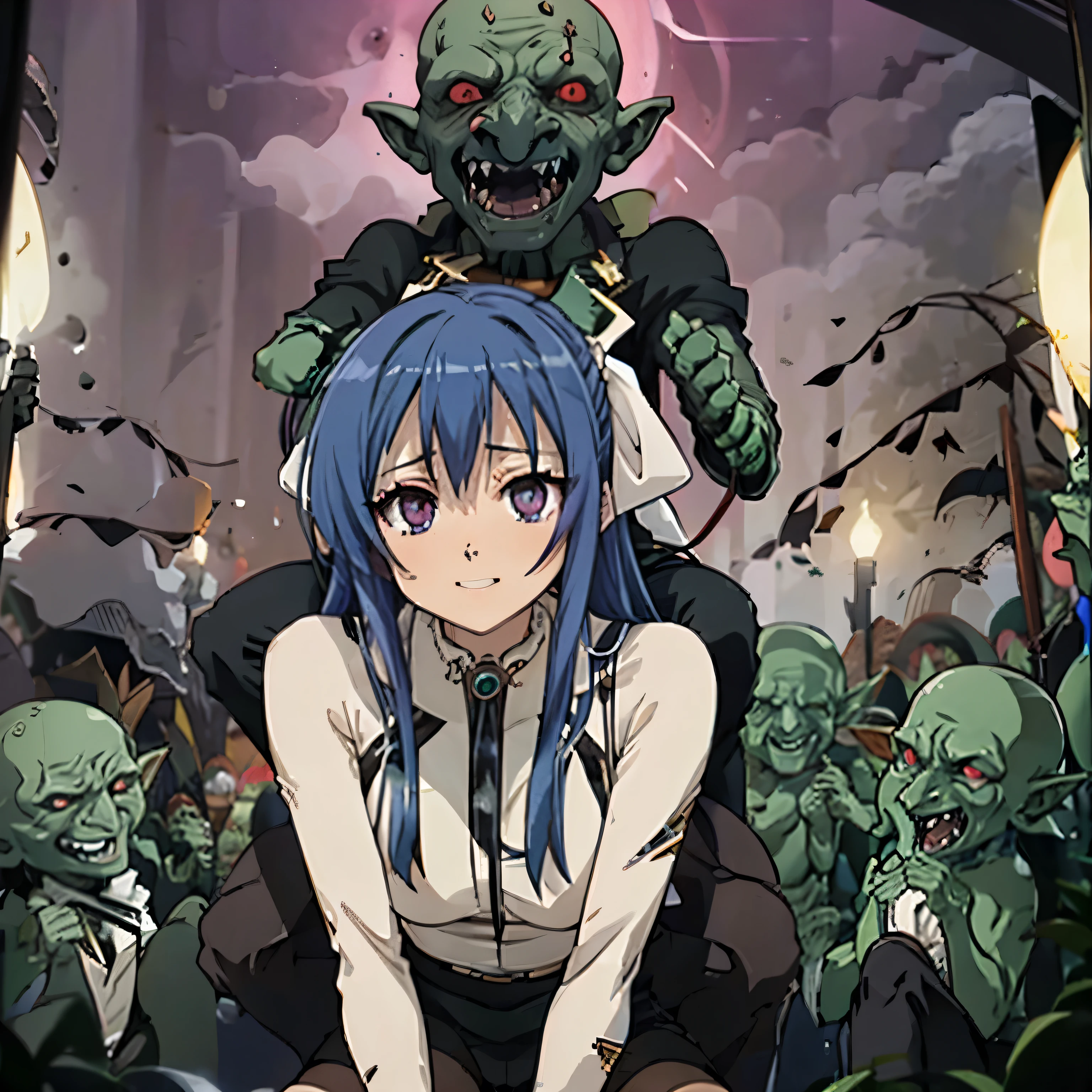 goblin, green skin, horror, monster, glowing eyes