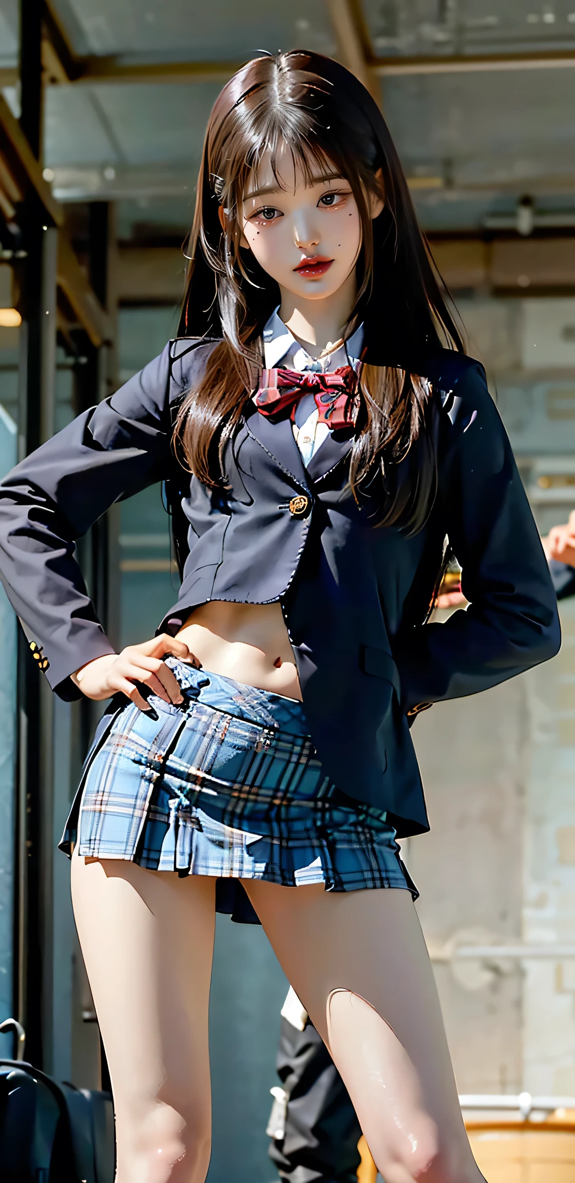 (((windy, windy, about to be blown away, windy: 1.2, windyจากล่างขึ้นบน, noมีท่อนบน, Skirt blowing in the wind, Skirt fluttering in the wind, Skirt fluttering in the wind, Stand face down, cynical audience, hold back, Surprised look)))), ((black hair, long hair, Japanese high school girl, (button up high school uniform: 1.3), Dark blue uniform skirt, High Socks, See-through underwear, The shape of the pubic area is clearly visible., pubic hair, Bristles on the lower abdomen)), ((Emphasize the thighs, white thighs, soft thighs, Inner thigh, shiny thighs, face angle, standing in front, Zoom the camera onto the target.)), (((angle from below))), (sexual arousal: 1.5), floating hair NovaFrog style, floating hair, no, 8k, raw photos: 1.2, (best quality: 1.4, Masterpiece: 1.4), super details, best illustrations, ความละเอียดสูงisพิเศษ, Portrait, Film texture, 1 girl, depth of field, realistic: 1.4, fine hair, ผมrealistic, realistic light, realistic shadows, เสื้อผ้าที่realistic, realistic skin, เนื้อผิวisธรรมชาติ, Portrait: 0.6, light particles, lens flare, glowing particles: 0.6, Bokeh: 1.2, big: 1.2, is: 1.2, cute: 1.5, professional writing, Photon mapping, Radiation, Physical rendering, ไร้สาระอย่างnoน่าเชื่อ, shiny skin, Pale skin: 1.2, perspective, Pure Rose Face_V1: 0.7, close up: 1.1, fair skin: 1.1, round face: 1.5, Bags under the eyes, purple eyes, Double eyelids, One row: 1, floating hair, put on makeup, Japanese girl, outdoor