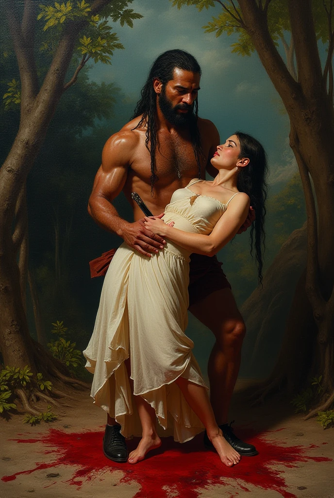 Couple cuddling, Nargis Fakhri, youthful, beautiful, completely naked, in water, large breasts, naked butt visible, and Tarzan, handsome , robust, holding her from behind,in a pond bathing, upper body view, head to toe, front view, breasts and visible, daylight, realistic, shade lights, high resolution, by Louis Royo, by Boris Vallejo, by Frank Frazetta