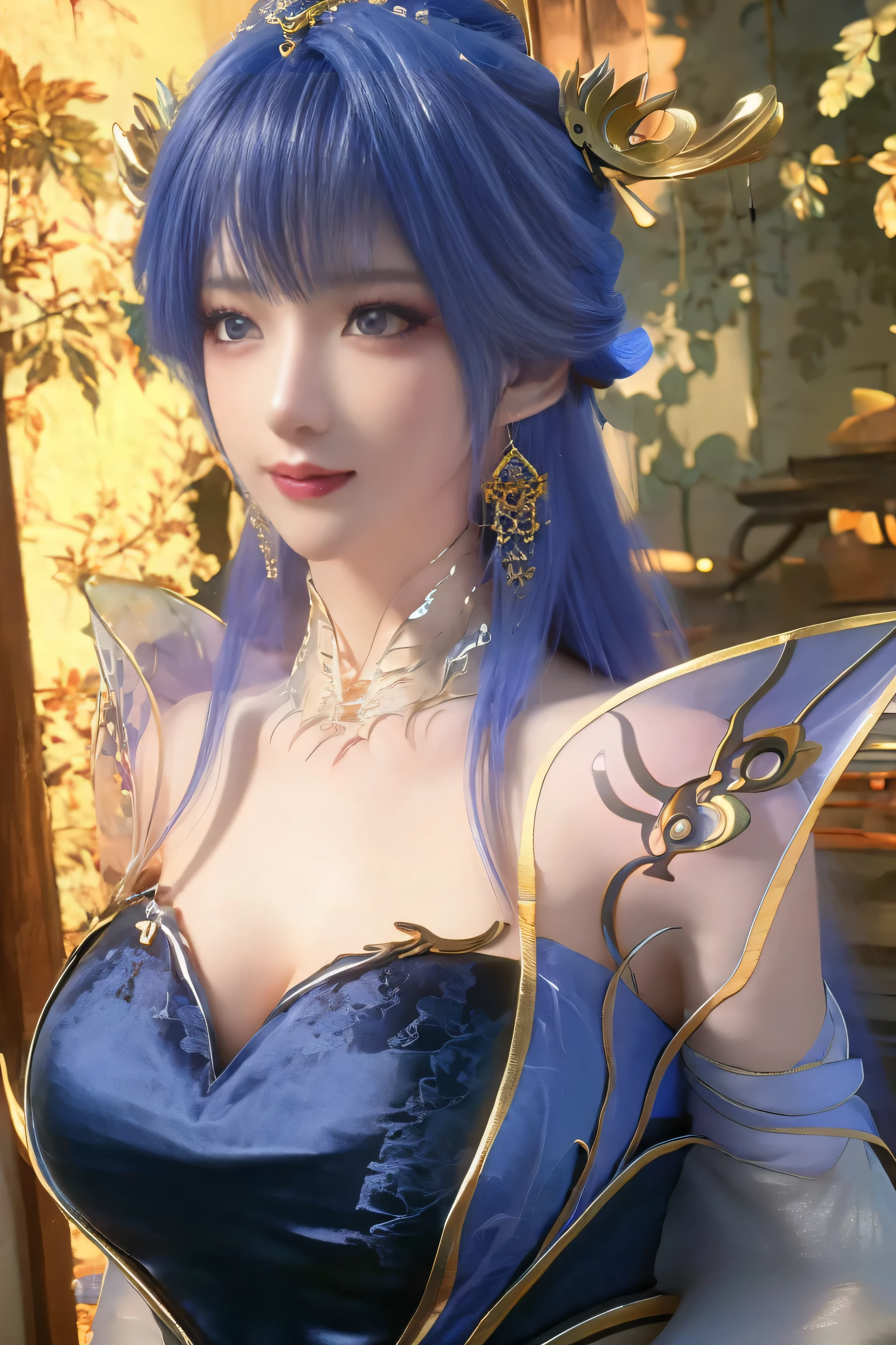 (best quality), (masterpiece), (Ultra-high resolution), (Clear face), (Reality: 1.4), (perfect lighting),(photorealistic:1.30), anime wallpaper, Guviz style artwork , fantasy cover up to magic , by Yang J, Guviz, beautiful artwork illustration, beautiful digital artwork, beautiful digital illustration, Li Song, beautiful anime portrait, art style at Beauvot,illustration, ethereal and beautiful, highly detailed, CG, unity, 8k wallpaper, Amazing, fine detail, official art, highly detailed CG unity 8k wallpaper,absurd, extremely absurd, large file size, highly detailed , high resolution, very detailed,beautiful girl with details, very detailed eyes and face, beautiful detailed eyes,light on the face,cinematic lighting, 1girl, solo, looking at viewer, jewelry, rambut panjang, bahu telanjang , Rambut Ungu , melihat pemirsa, anting , Lembut Renda , lace , (kulit putih), 3d Tato, (large breasts:1.2), hiasan rambut , pencahayaan lembut, natural lighting, hari , sky , wisteria , di luar ruangan , (detail warna:1.3), (perfect lighting), ( Kulit Bercahaya :1.3), (Oily skin), (standing), (upper body:1), (melihat pemirsa:1.5),(Kulit pucat:1.5),
