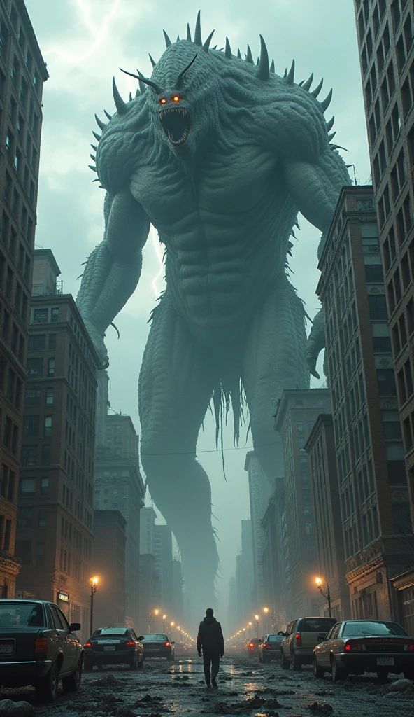 cthulhu, Colossal, destroying cities, in the rain, the night, ((best qualityer, extreme quality, Masterpiece artwork)), realisitic