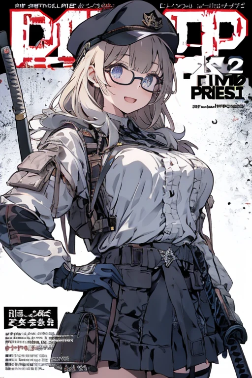 NSFW,1girl,Anime girl with white hair and bunny ears, Red eyes, Shy blush,Angry expression,,Nuns,skirt lift,Special forces equipment,army vest,Modest chest,full Art,Character portrait,White small panties(Rabbit logo), pussy juice,Gun in hand