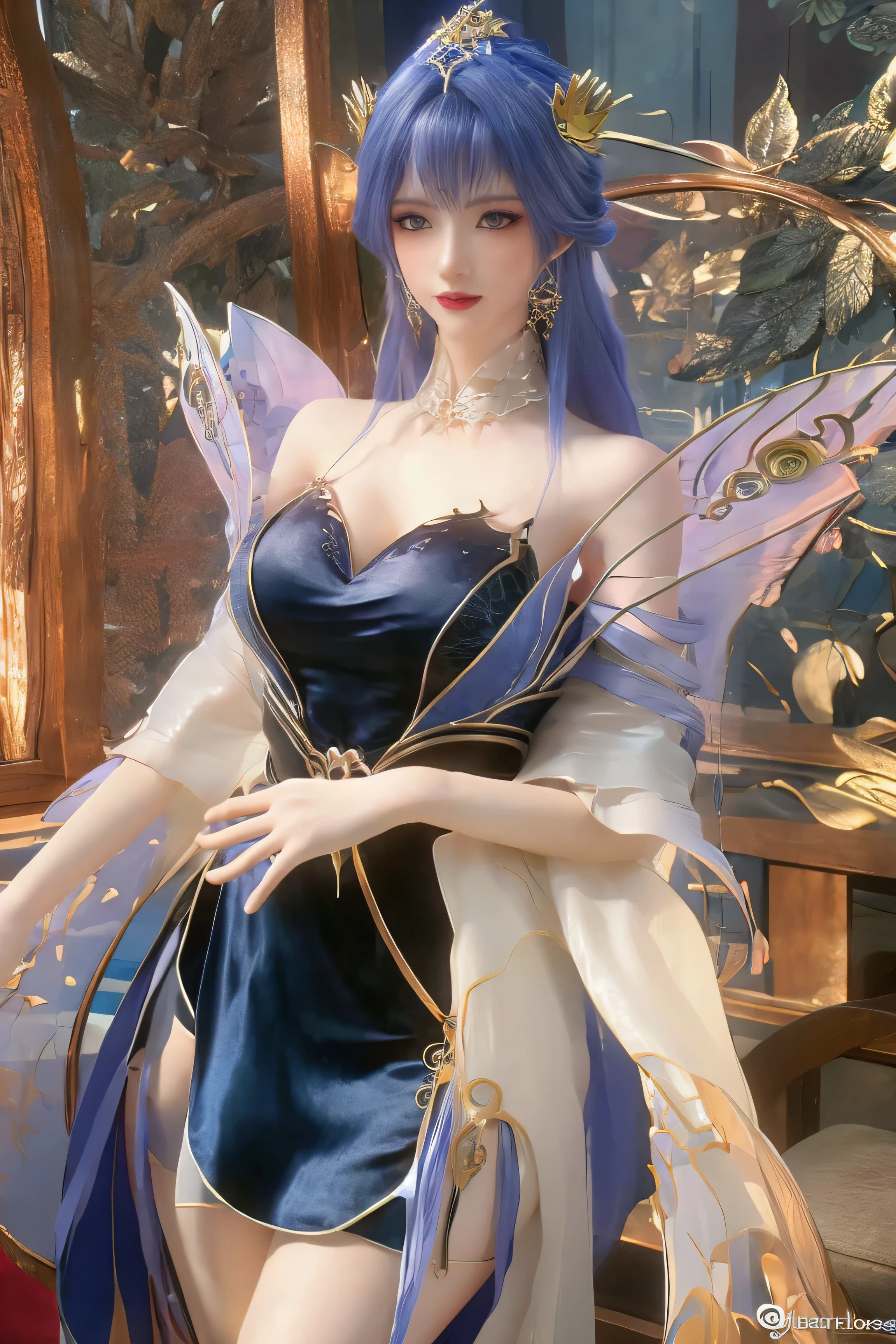 (best quality), (masterpiece), (Ultra-high resolution), (Clear face), (Reality: 1.4), (perfect lighting),(photorealistic:1.30), anime wallpaper, Guviz style artwork , fantasy cover up to magic , by Yang J, Guviz, beautiful artwork illustration, beautiful digital artwork, beautiful digital illustration, Li Song, beautiful anime portrait, art style at Beauvot,illustration, ethereal and beautiful, highly detailed, CG, unity, 8k wallpaper, Amazing, fine detail, official art, highly detailed CG unity 8k wallpaper,absurd, extremely absurd, large file size, highly detailed , high resolution, very detailed,beautiful girl with details, very detailed eyes and face, beautiful detailed eyes,light on the face,cinematic lighting, 1girl, solo, looking at viewer, jewelry, rambut panjang, bahu telanjang , Rambut Ungu , melihat pemirsa, anting , Lembut Renda , lace , (kulit putih), 3d Tato, (large breasts:1.2), hiasan rambut , pencahayaan lembut, natural lighting, hari , sky , wisteria , di luar ruangan , (detail warna:1.3), (perfect lighting), ( Kulit Bercahaya :1.3), (Oily skin), (standing), (upper body:1), (melihat pemirsa:1.5),(Kulit pucat:1.5), (super giant breasts: 1.9), (Sagging breasts:1.3)