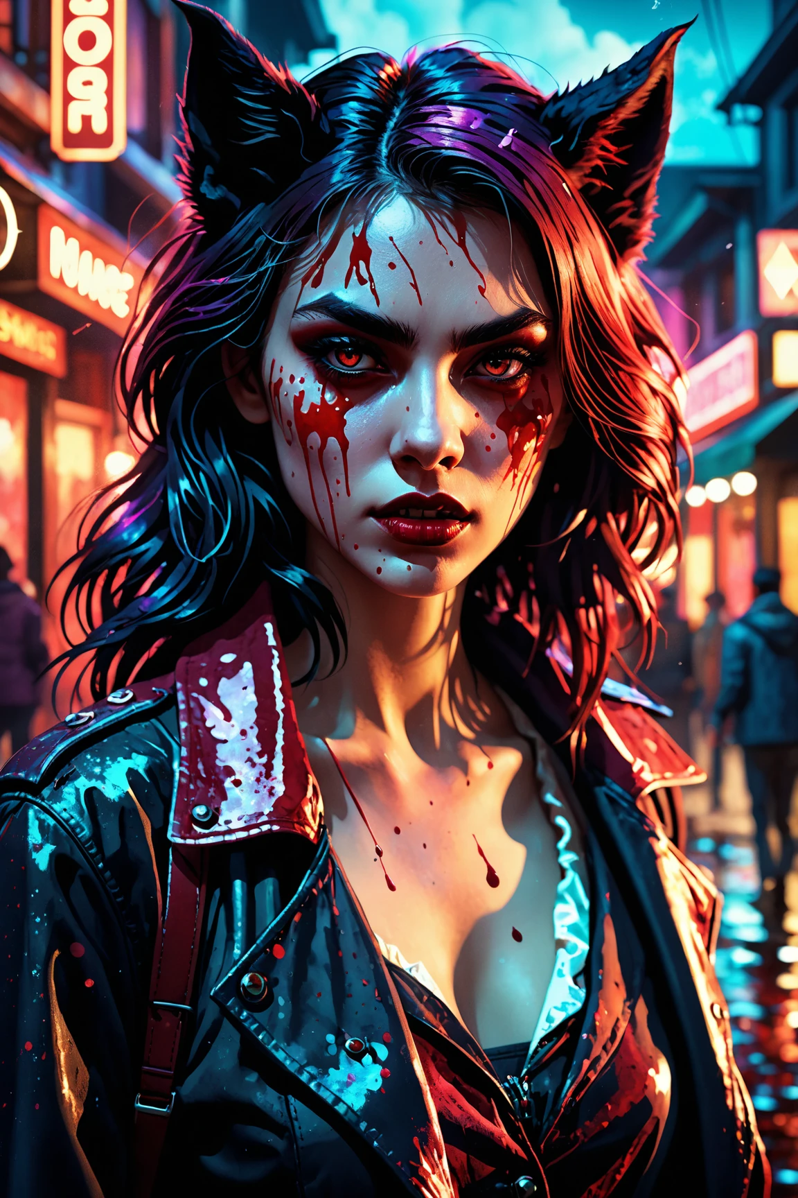 sexy zombie girl, in street, rotten skin, rock look, perfect ass, destroyed city scene, zombies on scene, splat blood, great detail city,eroticism, sexy dress,blood, (best quality, 4k, 8k, high resolution, masterpiece: 1.2), ultra-detailed, (realistic, photorealistic, photorealistic: 1.37), details intricate, vivid colors, sharp focus, professional, Dave McKean artwork, surrealism oil touch, oil painting style, portrait, woman, beautiful detailed eyes, beautiful detailed lips, dreamy atmosphere, shadow play, lighting soft, fun pose, dark tones, ethereal background, fantasy elements, texture, layered composition..art inspired by Bill Sienkiewicz and Dave McKean
