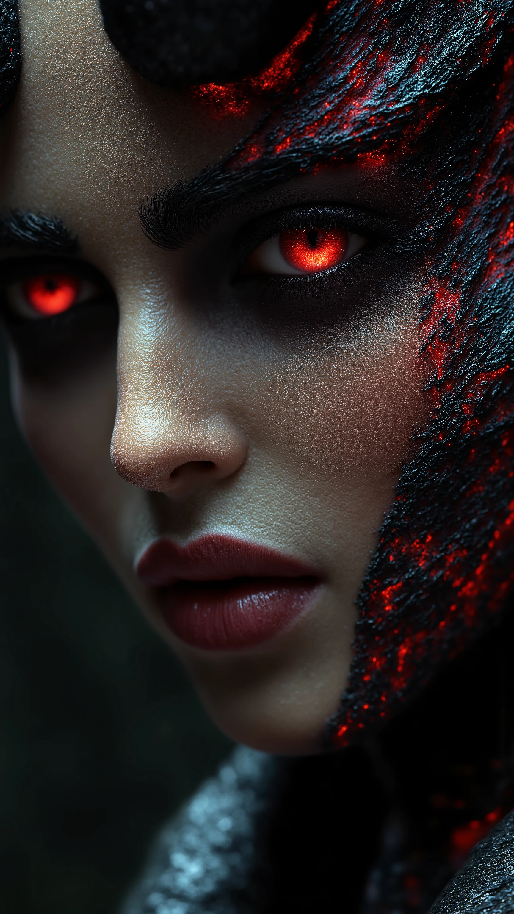 a close up of a woman with a creepy face and fangs, cyberpunk art by Oliver Sin, trending on Artstation, gothic art, detailed 4k horror artwork, dark fantasy horror art, fantasy horror art, horror fantasy art, elegant horror artwork, dark queen of snakes, artgerm julie bell beeple, dark and horror style