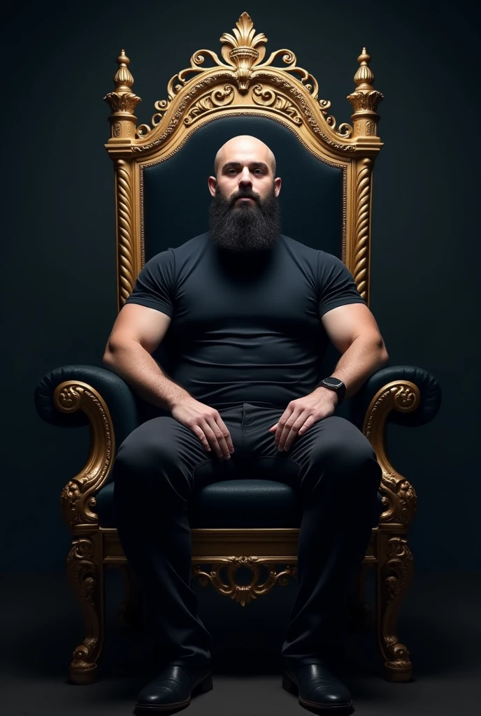 A naked muscular man with white hair wearing a blindfold with a smirk. He is sitting in a room oon a chair abd his bare feet are showing
