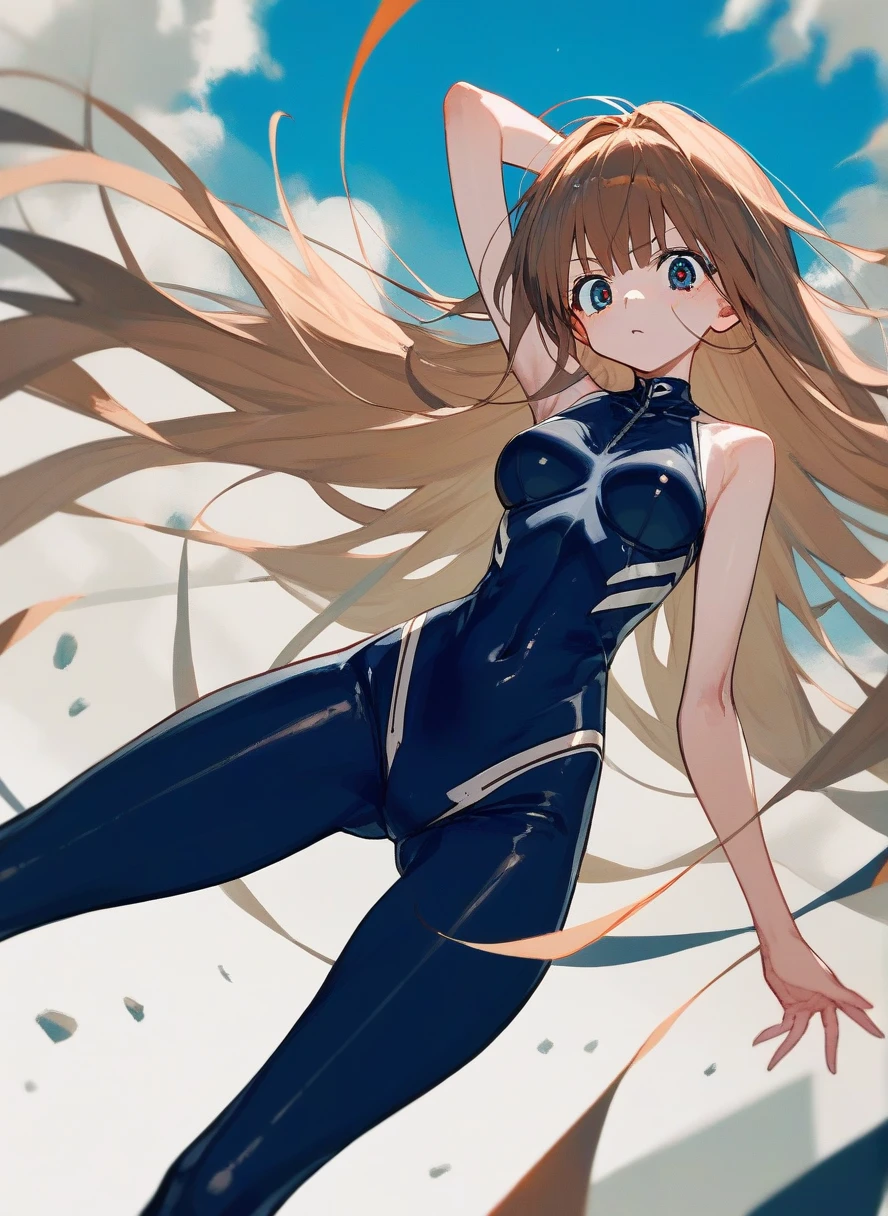 full body portrait photo, beautiful anorexic Asuka Langley, very skinny in bikini, visible bones and ribs, small flat breasts, very small waist, slender legs, beautiful face, very skinny anime girl profile, white background.